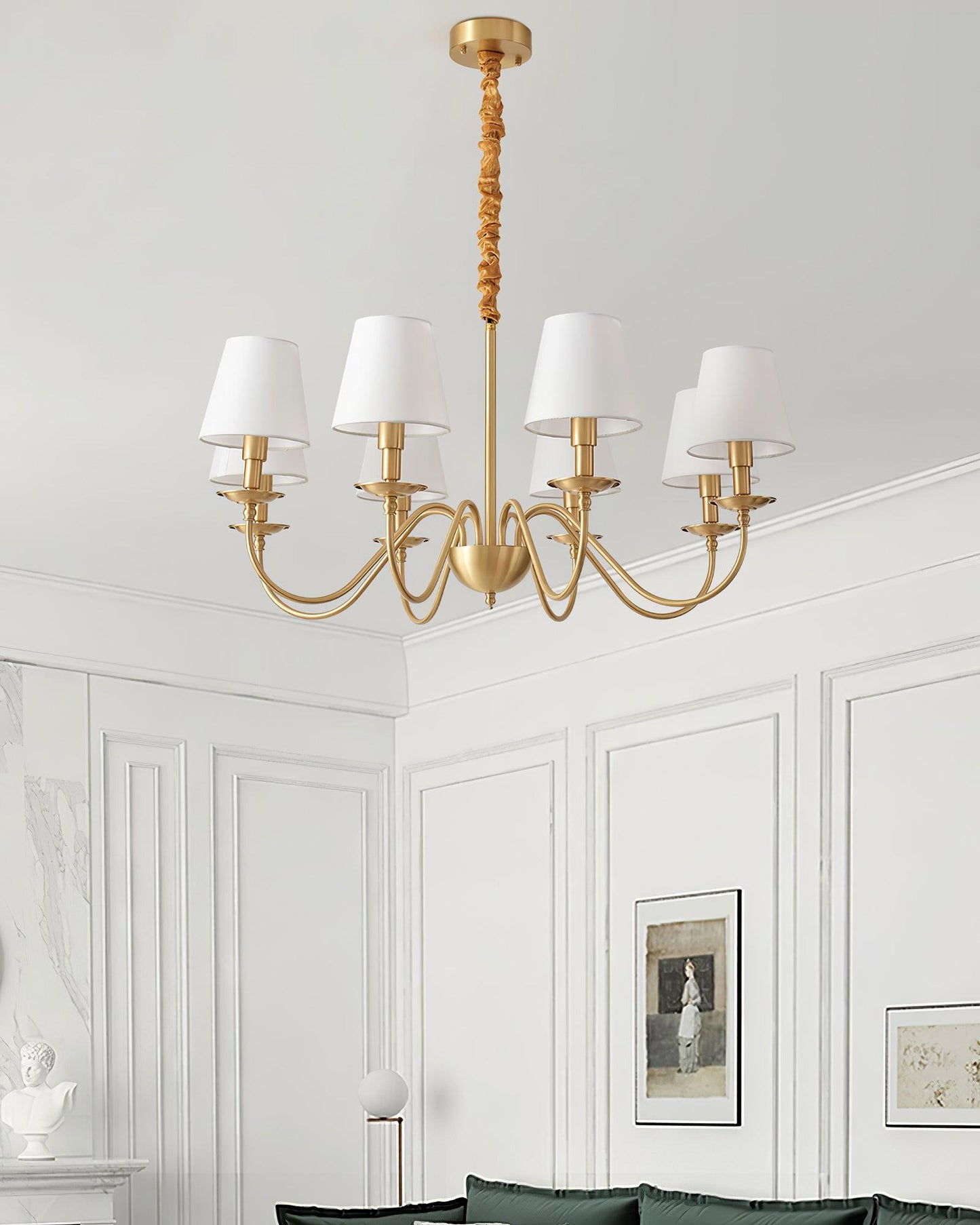 Tapered Fabric Brass Chandelier - YIOSI