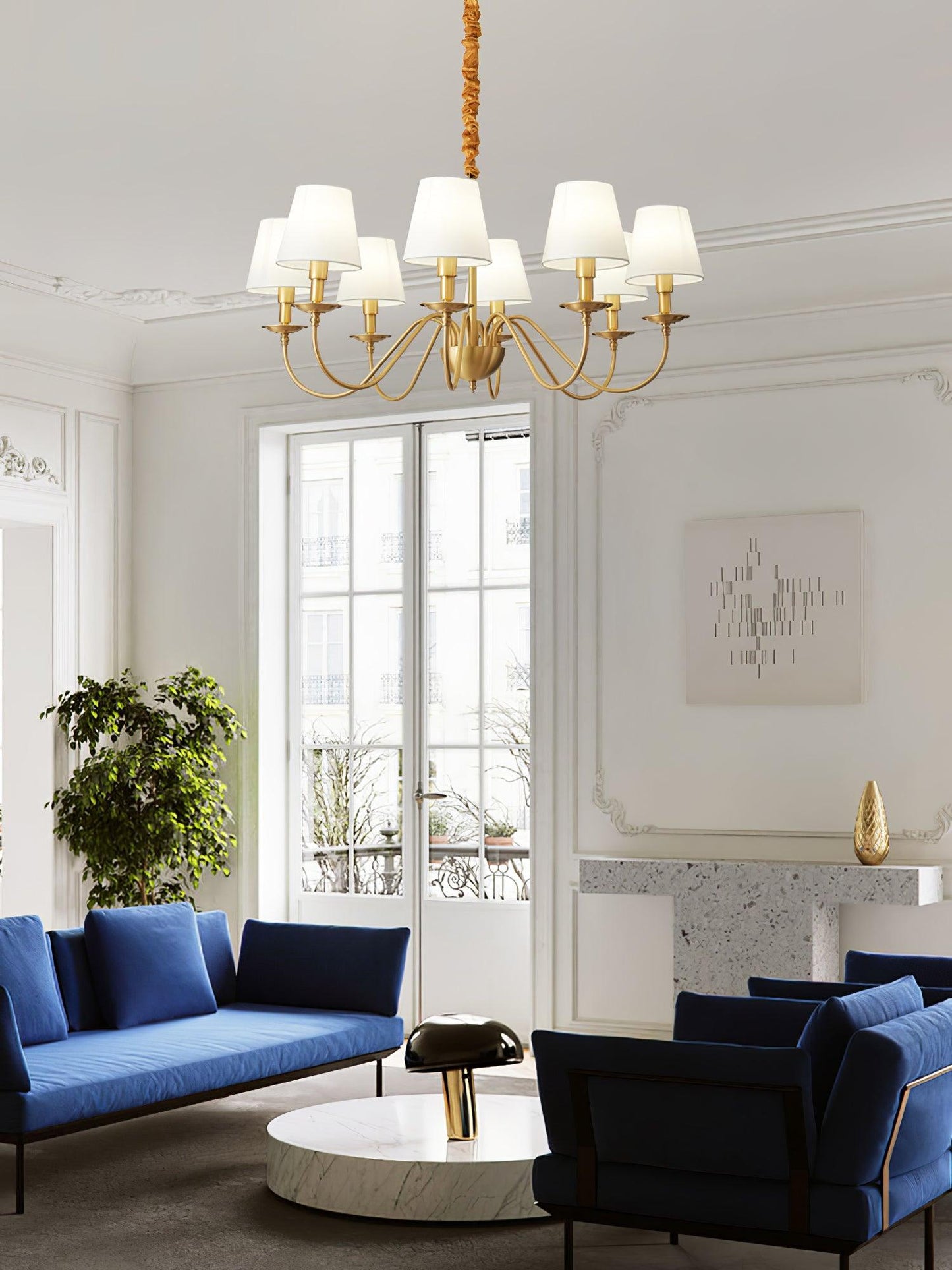 Tapered Fabric Brass Chandelier - YIOSI