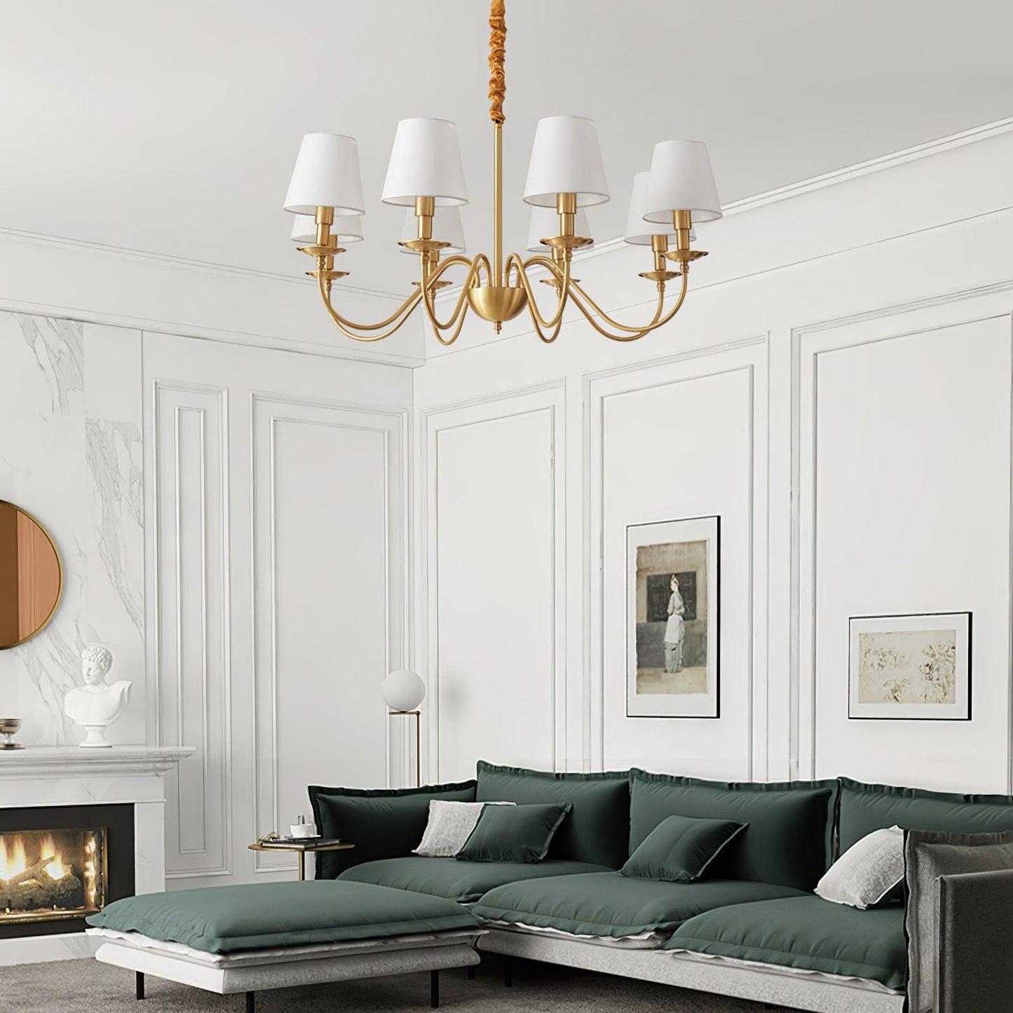 Tapered Fabric Brass Chandelier - YIOSI