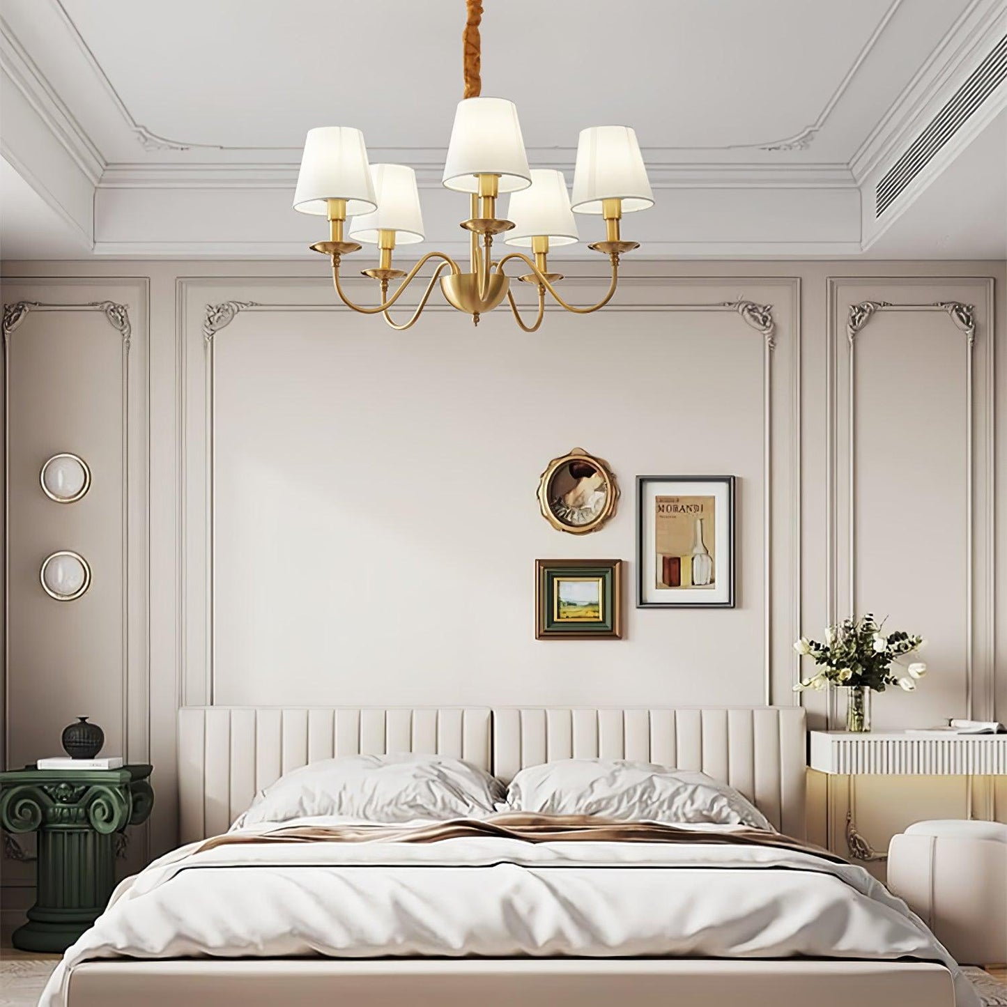 Tapered Fabric Brass Chandelier - YIOSI