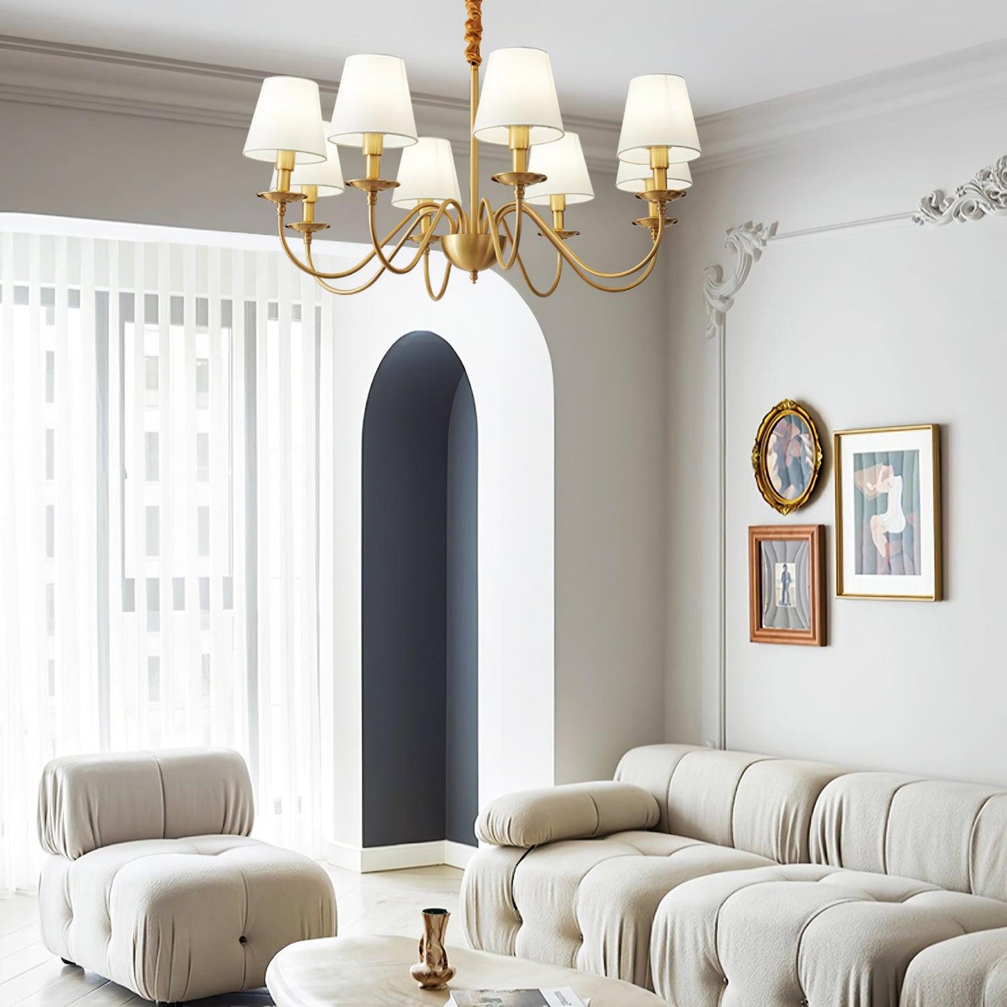 Tapered Fabric Brass Chandelier - YIOSI