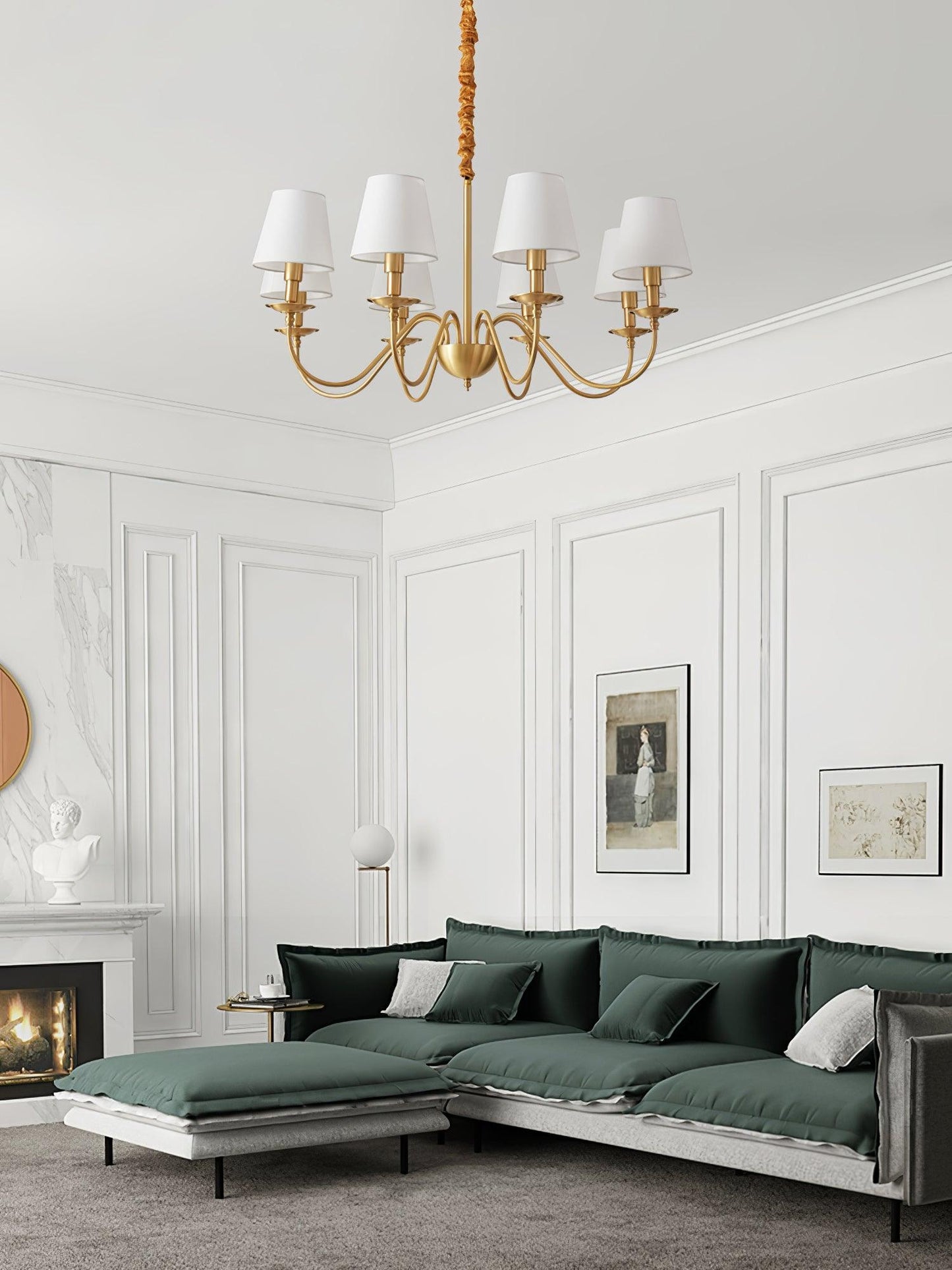 Tapered Fabric Brass Chandelier - YIOSI