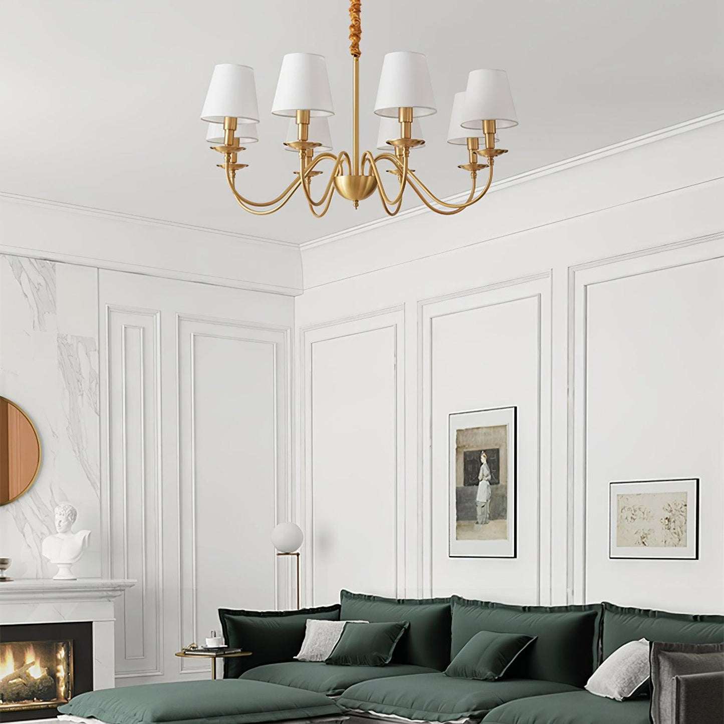 Tapered Fabric Brass Chandelier - YIOSI