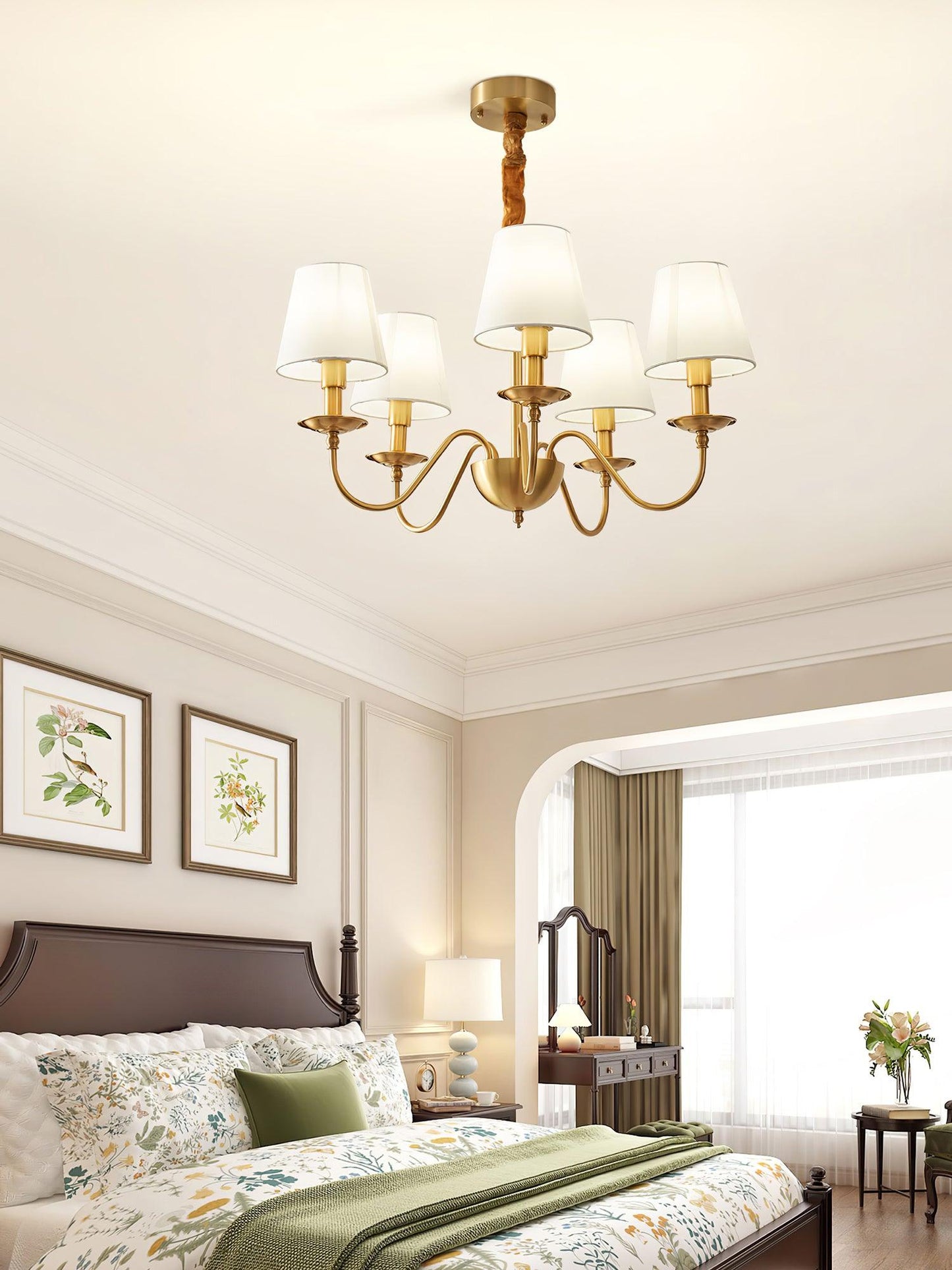 Tapered Fabric Brass Chandelier - YIOSI