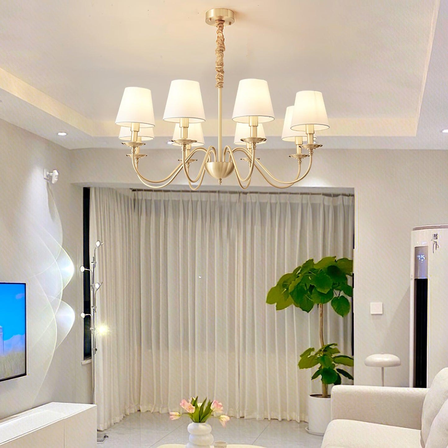 Tapered Fabric Brass Chandelier - YIOSI