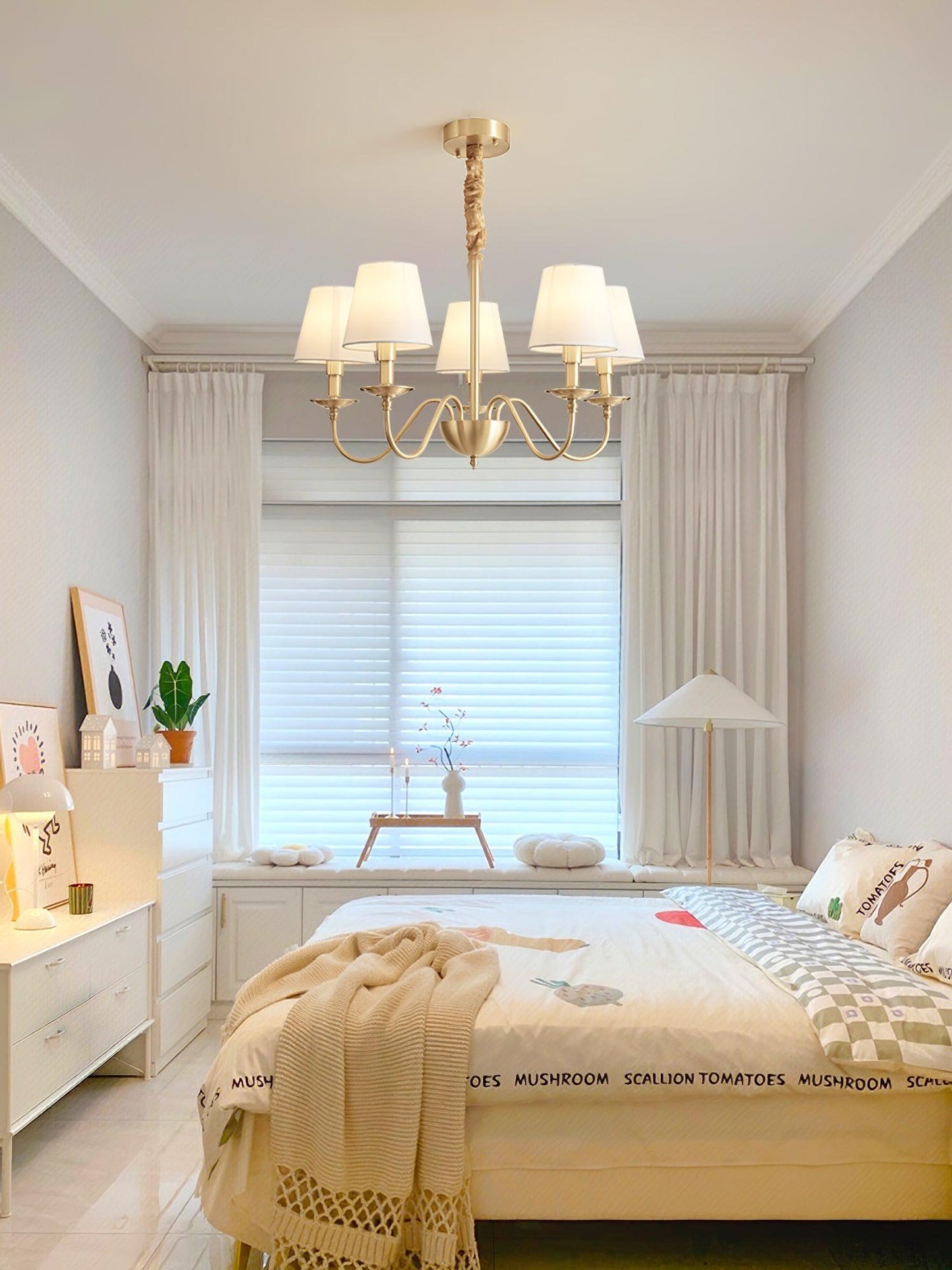 Tapered Fabric Brass Chandelier - YIOSI