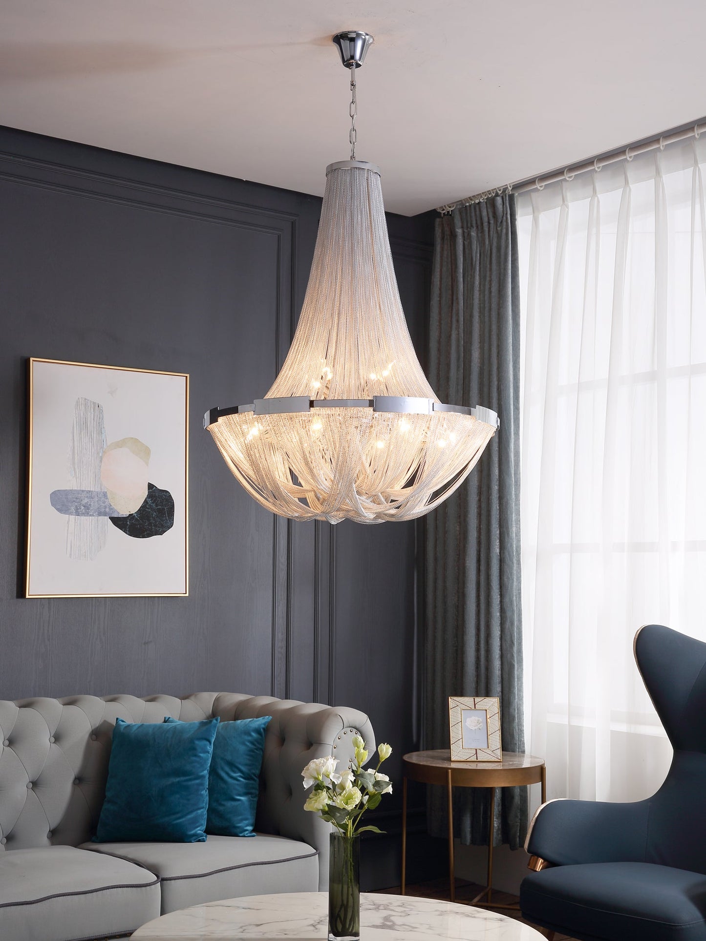 Tassel Aluminum Chain Chandelier - YIOSI