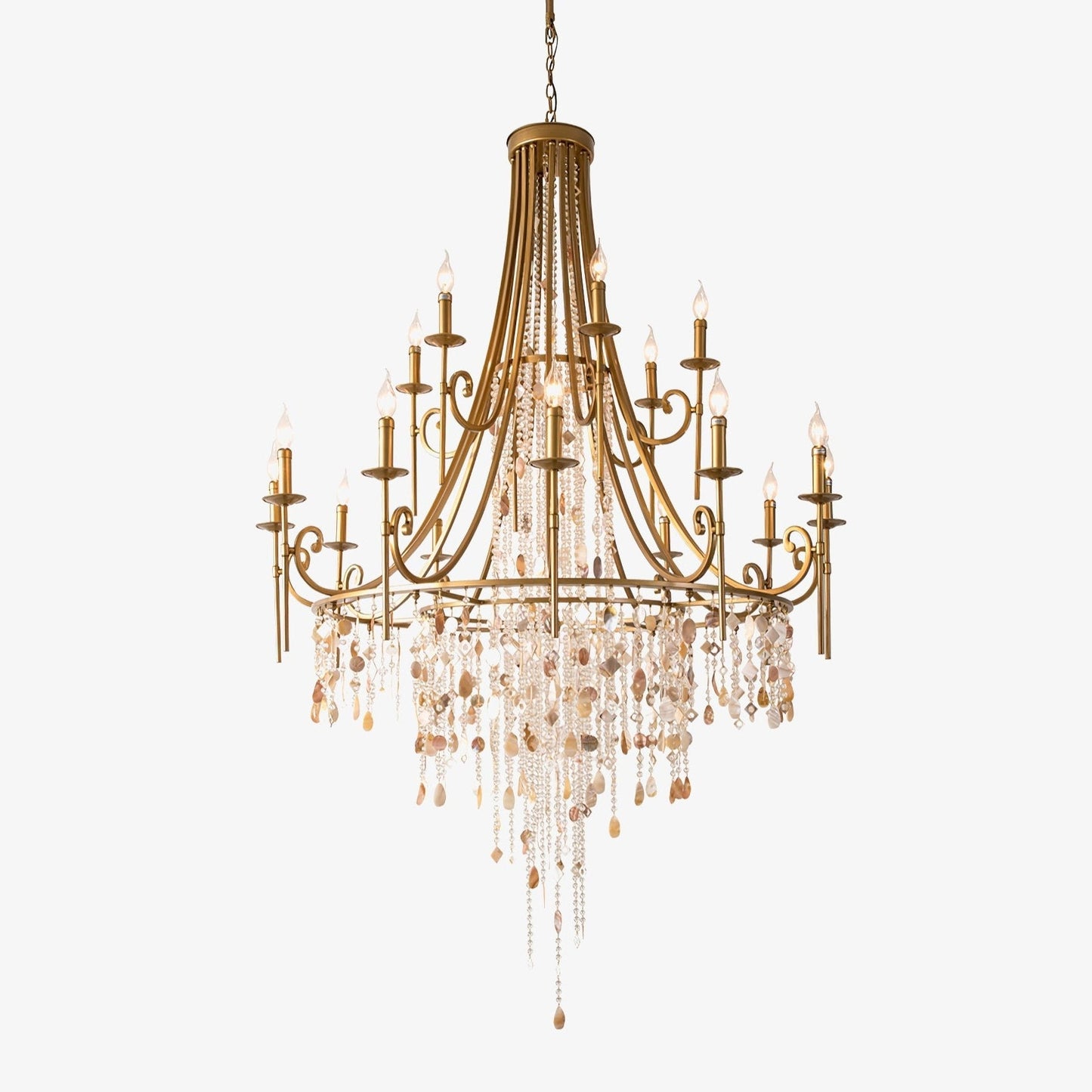 Tatum Lux Shell Crystal Chandelier – 21 Heads Copper