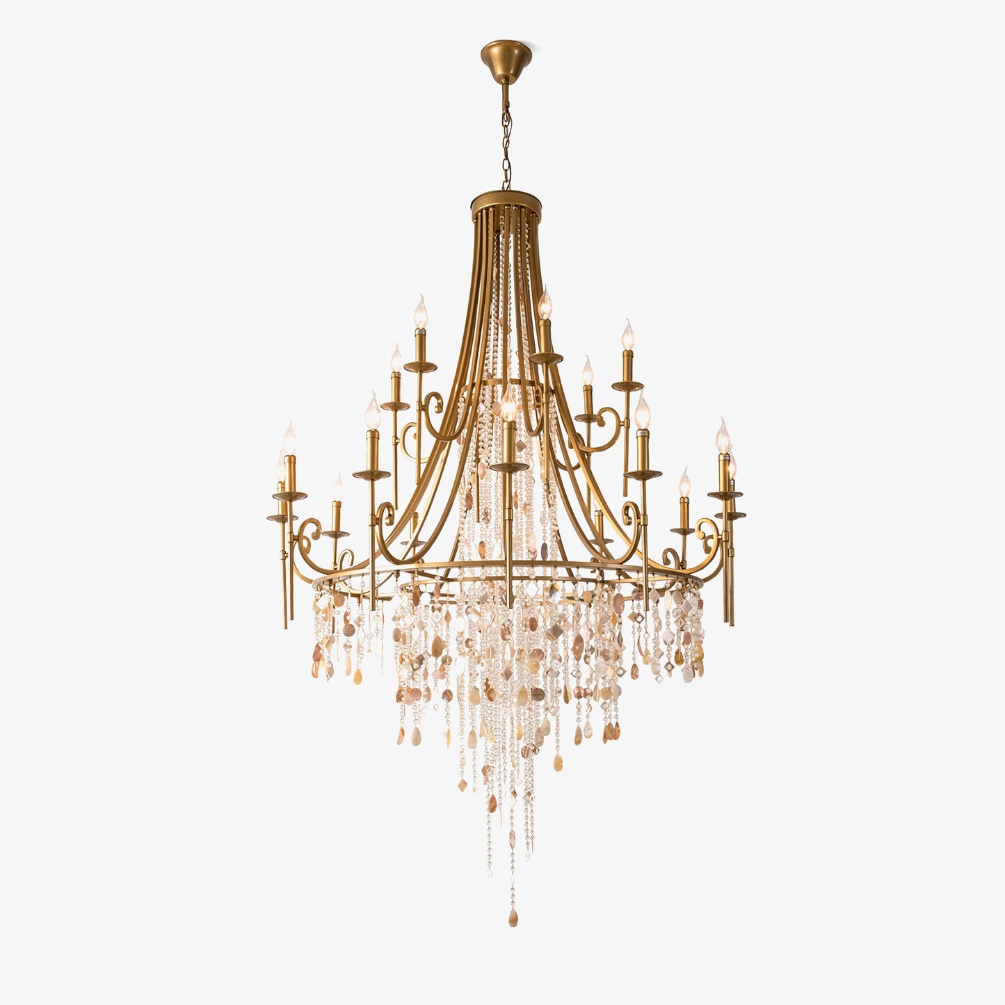Tatum Lux Shell Crystal Chandelier – 21 Heads Copper