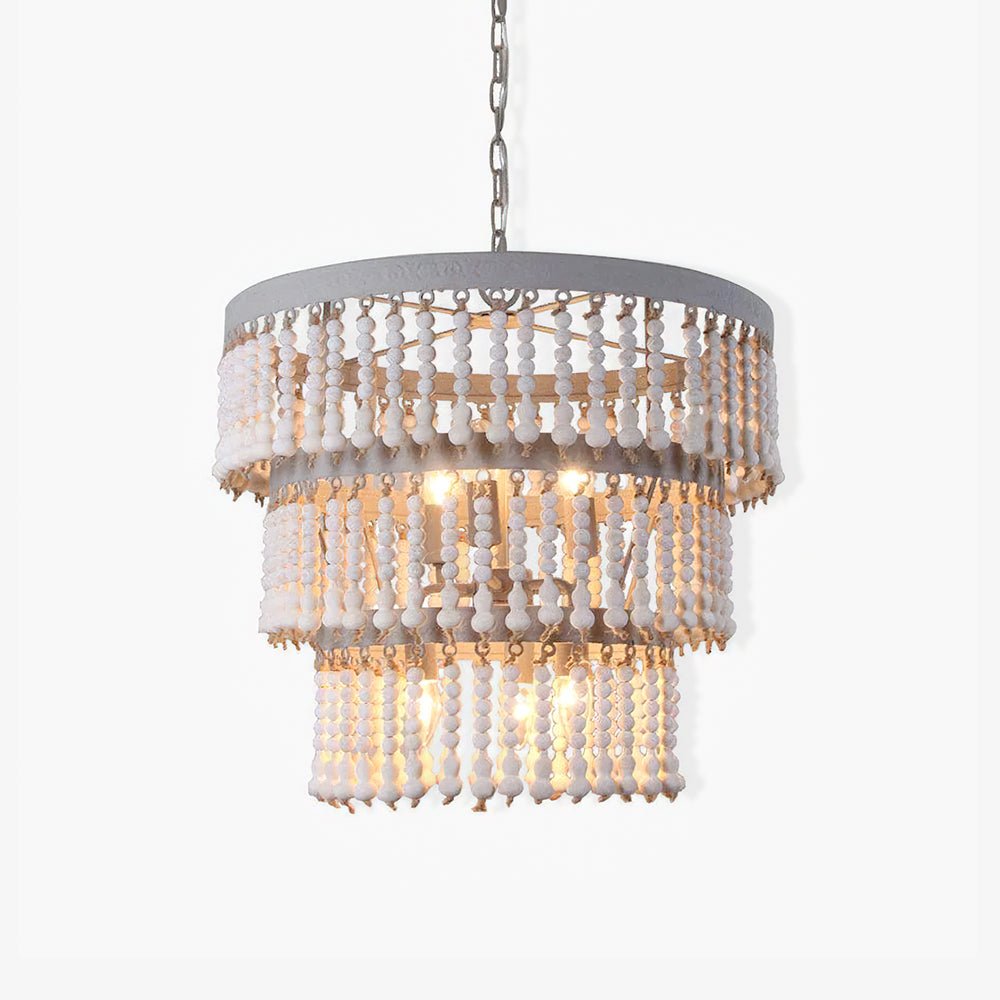 Three Tiered Wood Beaded Chandelier - YIOSI