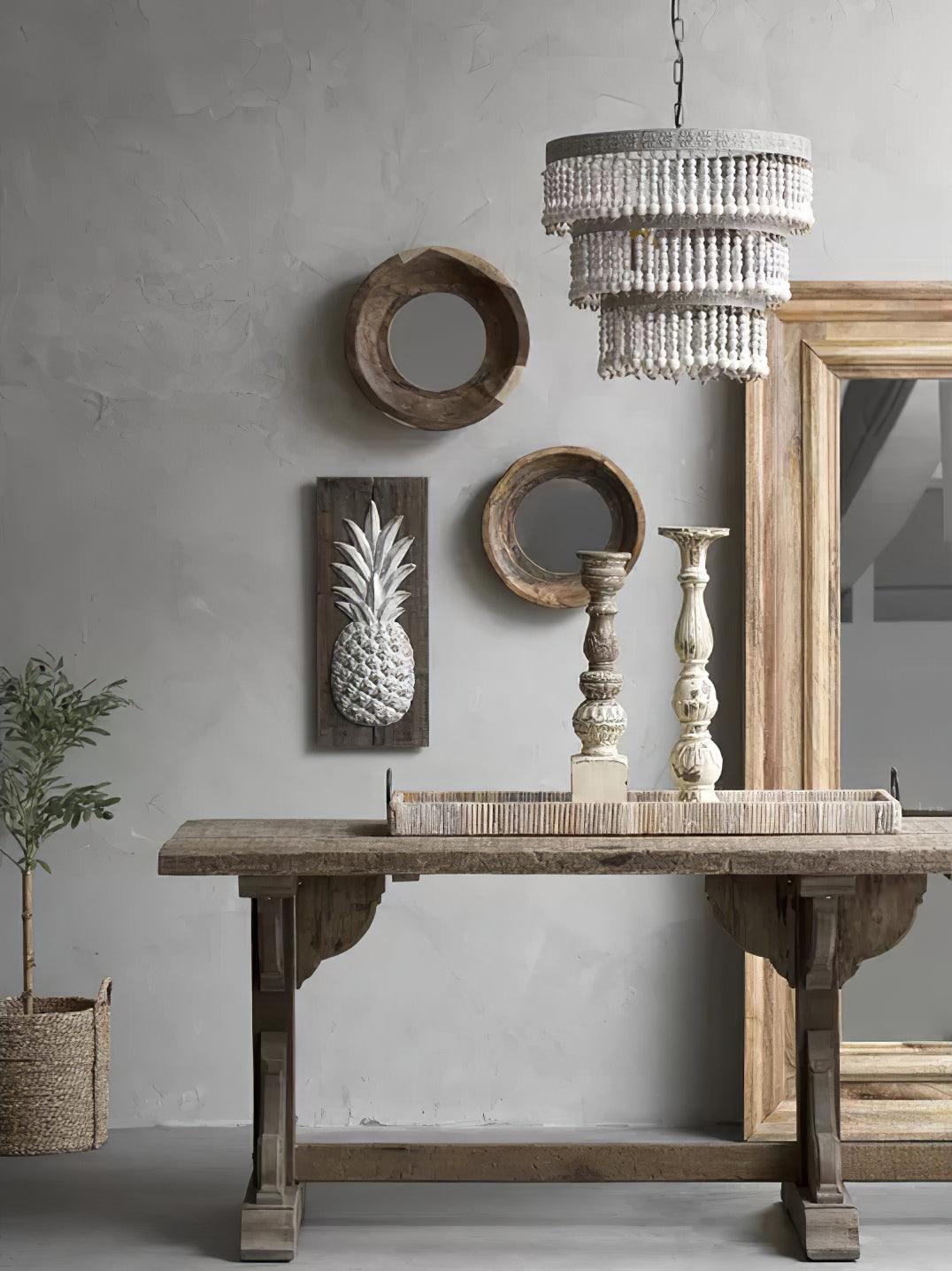 Three Tiered Wood Beaded Chandelier - YIOSI