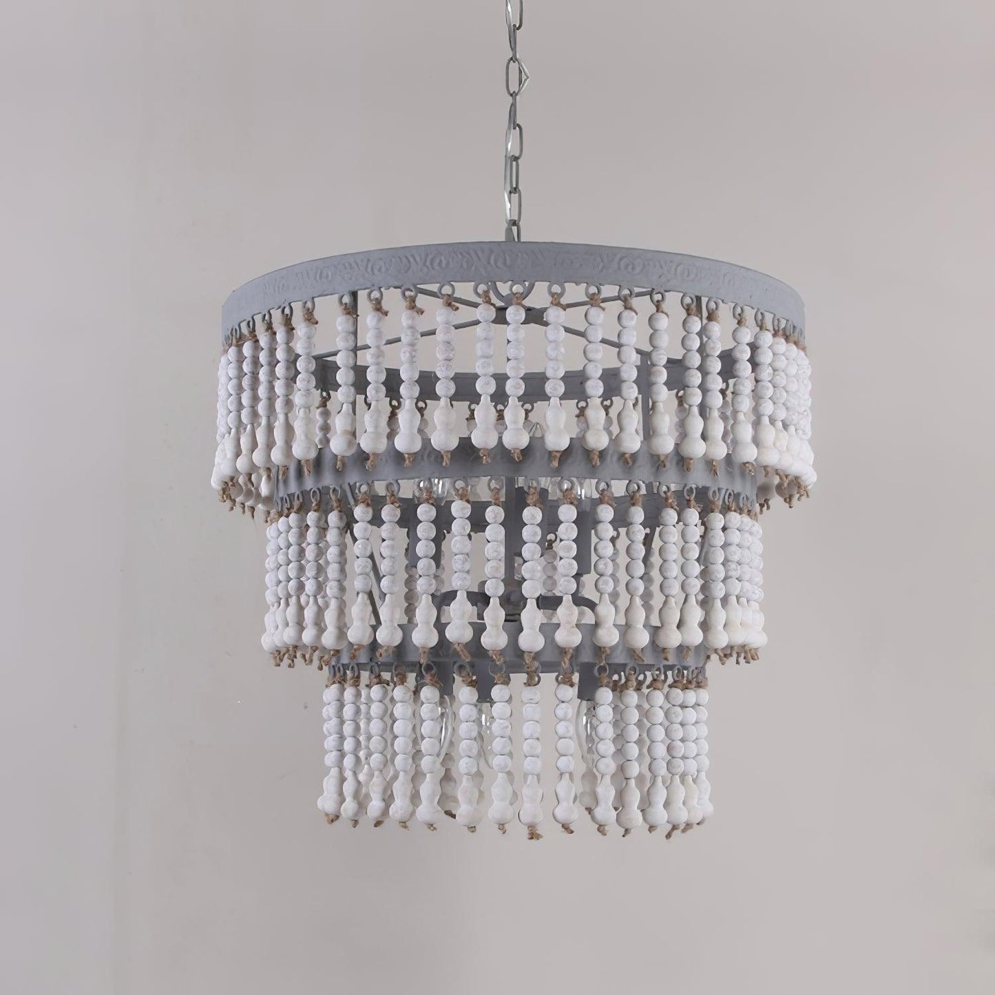 Three Tiered Wood Beaded Chandelier - YIOSI