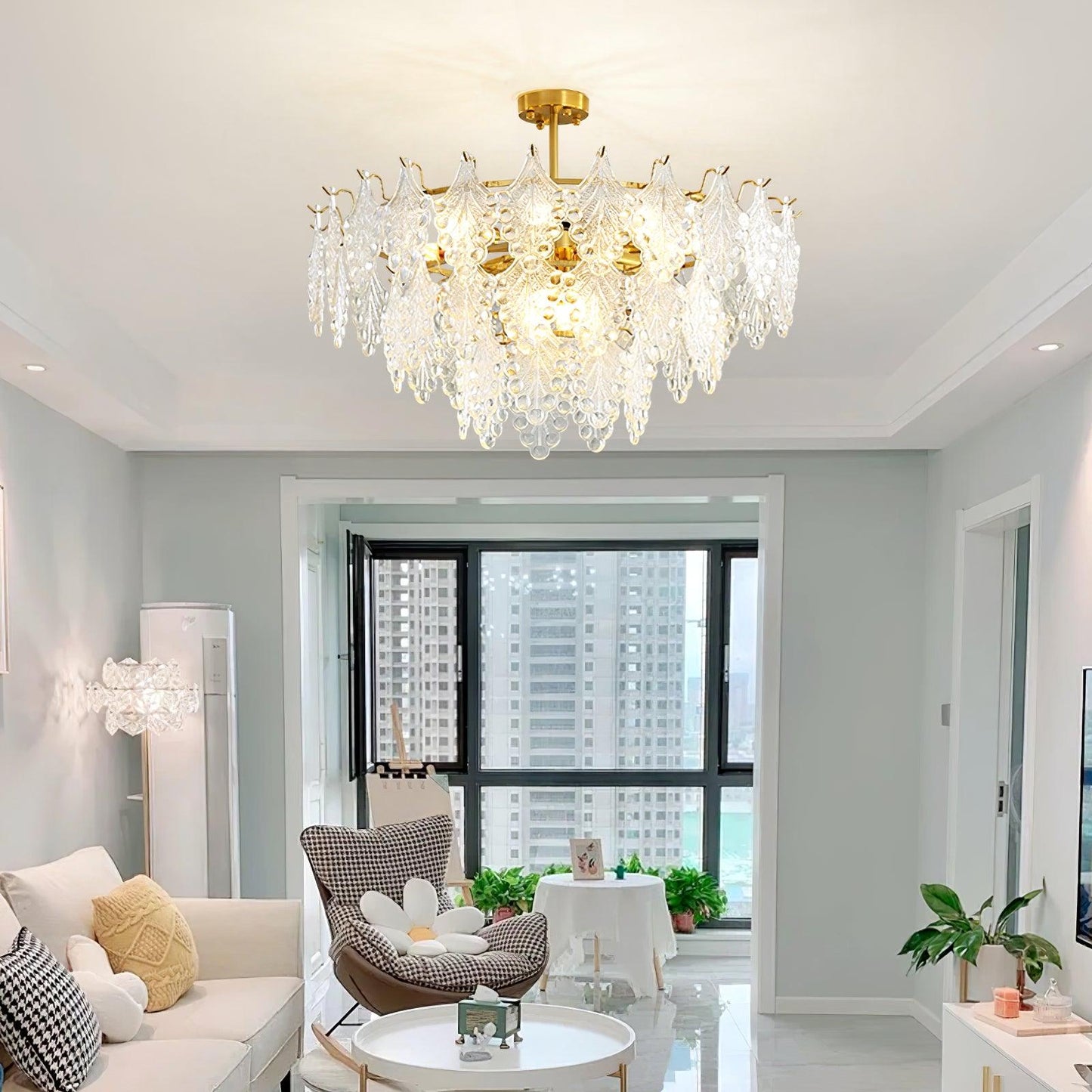 Tiered Carved Glass Chandelier - YIOSI