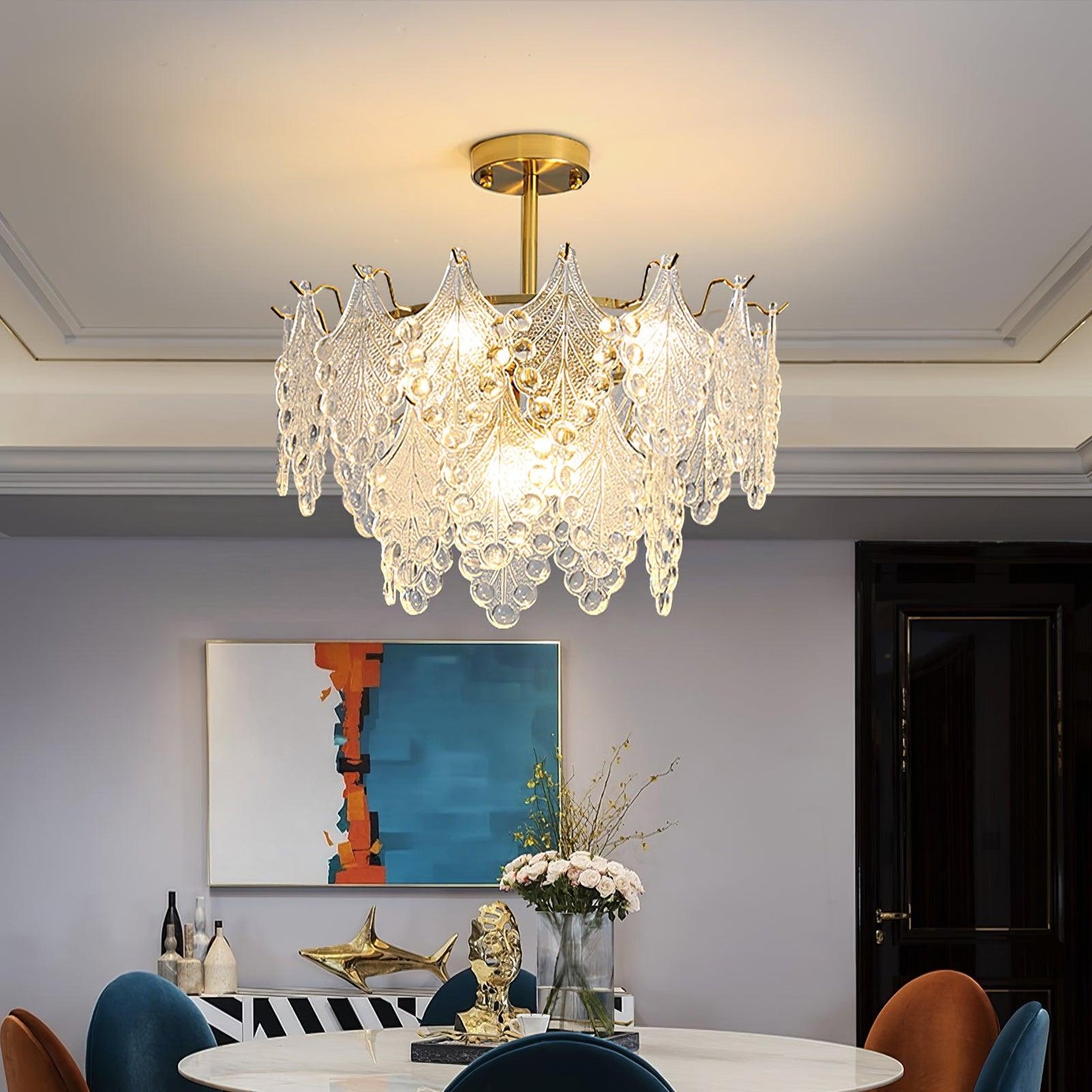 Tiered Carved Glass Chandelier - YIOSI