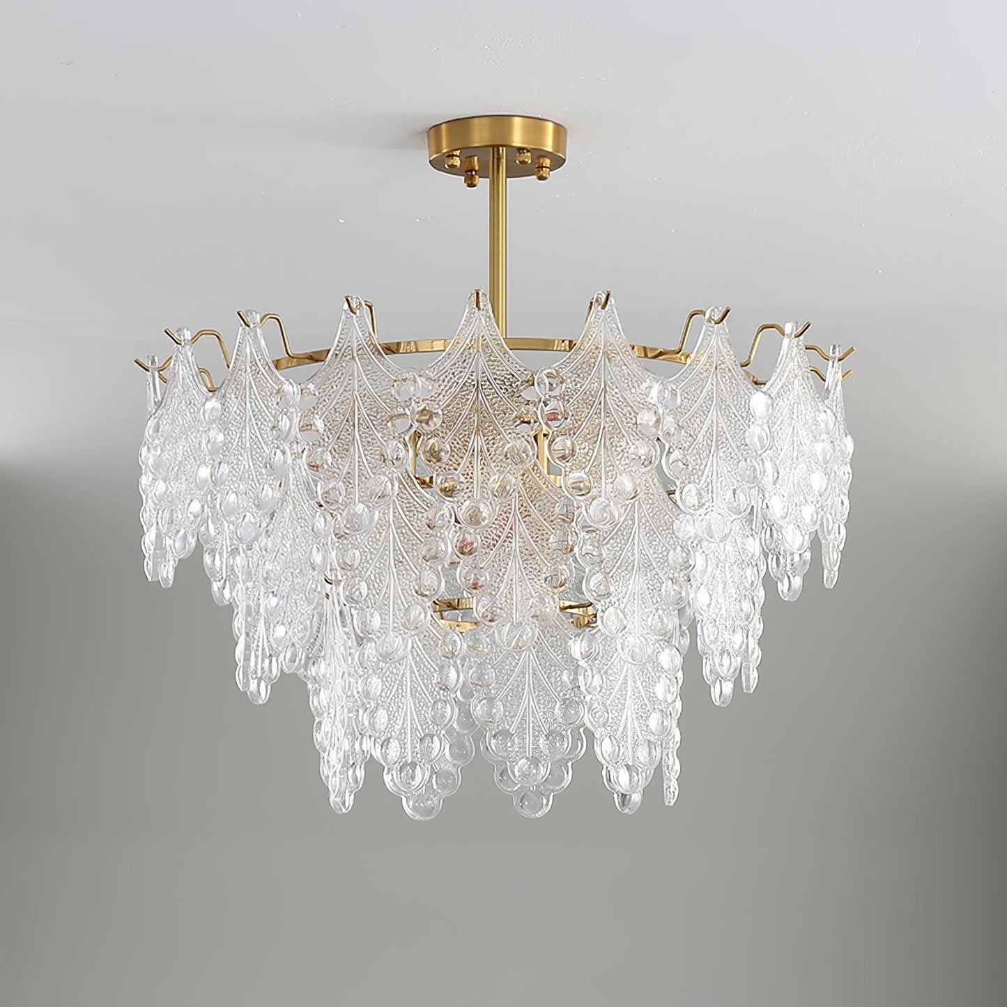 Tiered Carved Glass Chandelier - YIOSI