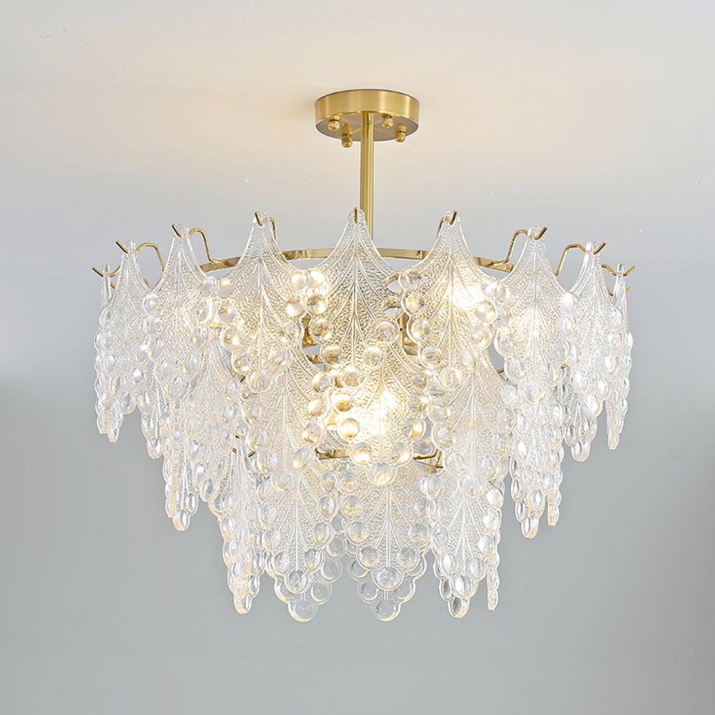 Tiered Carved Glass Chandelier - YIOSI