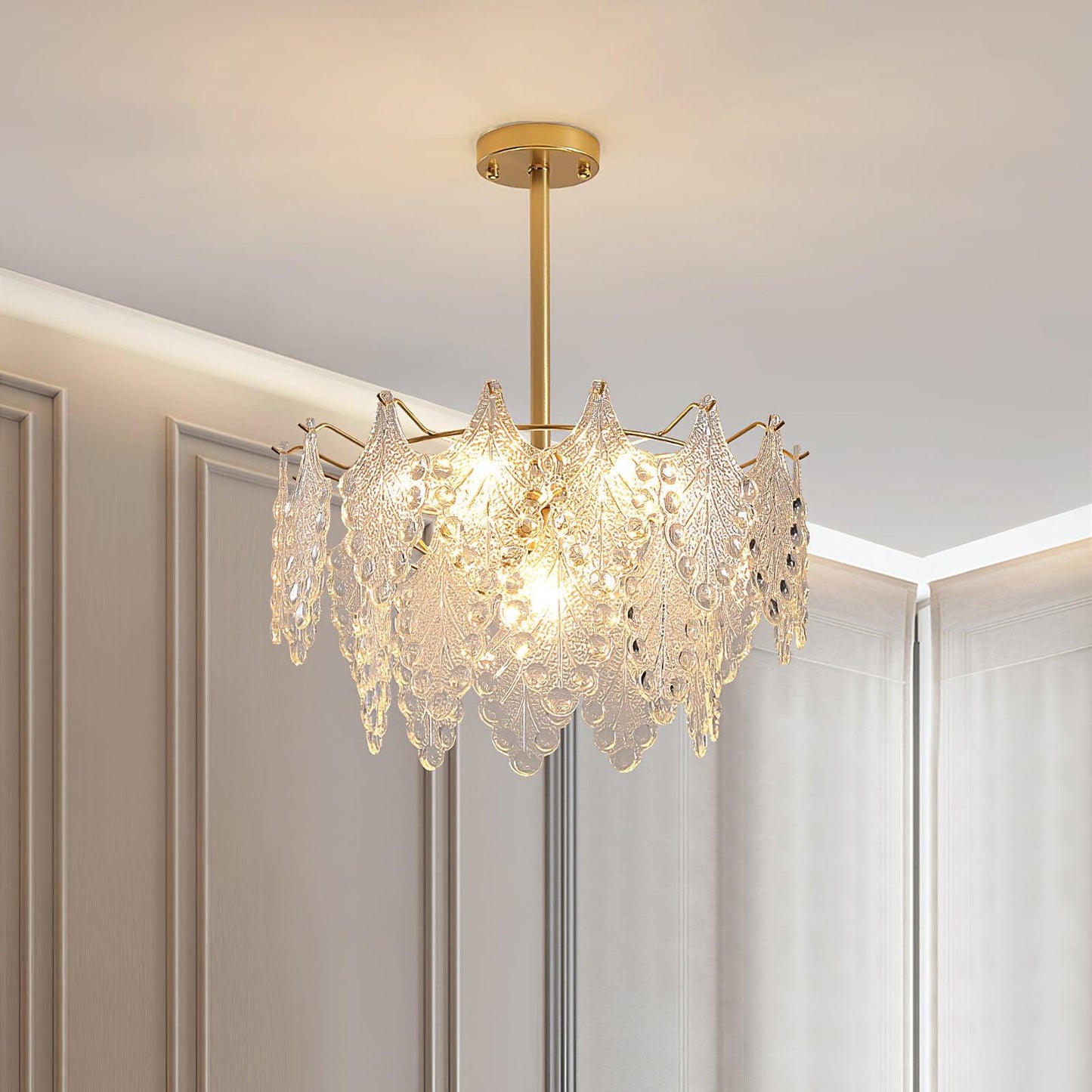 Tiered Carved Glass Chandelier - YIOSI