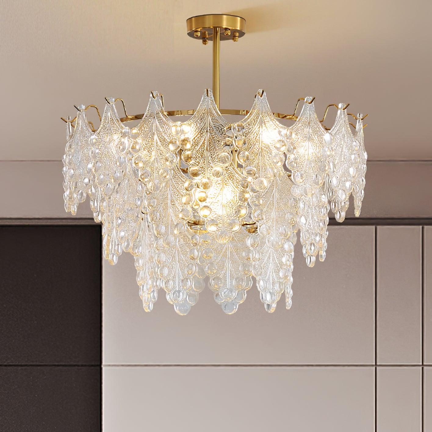 Tiered Carved Glass Chandelier - YIOSI