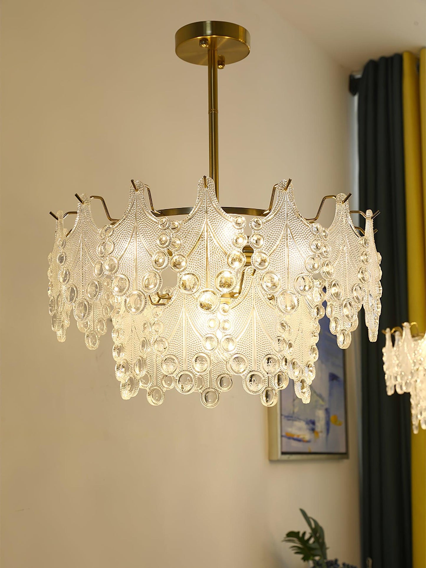 Tiered Carved Glass Chandelier - YIOSI