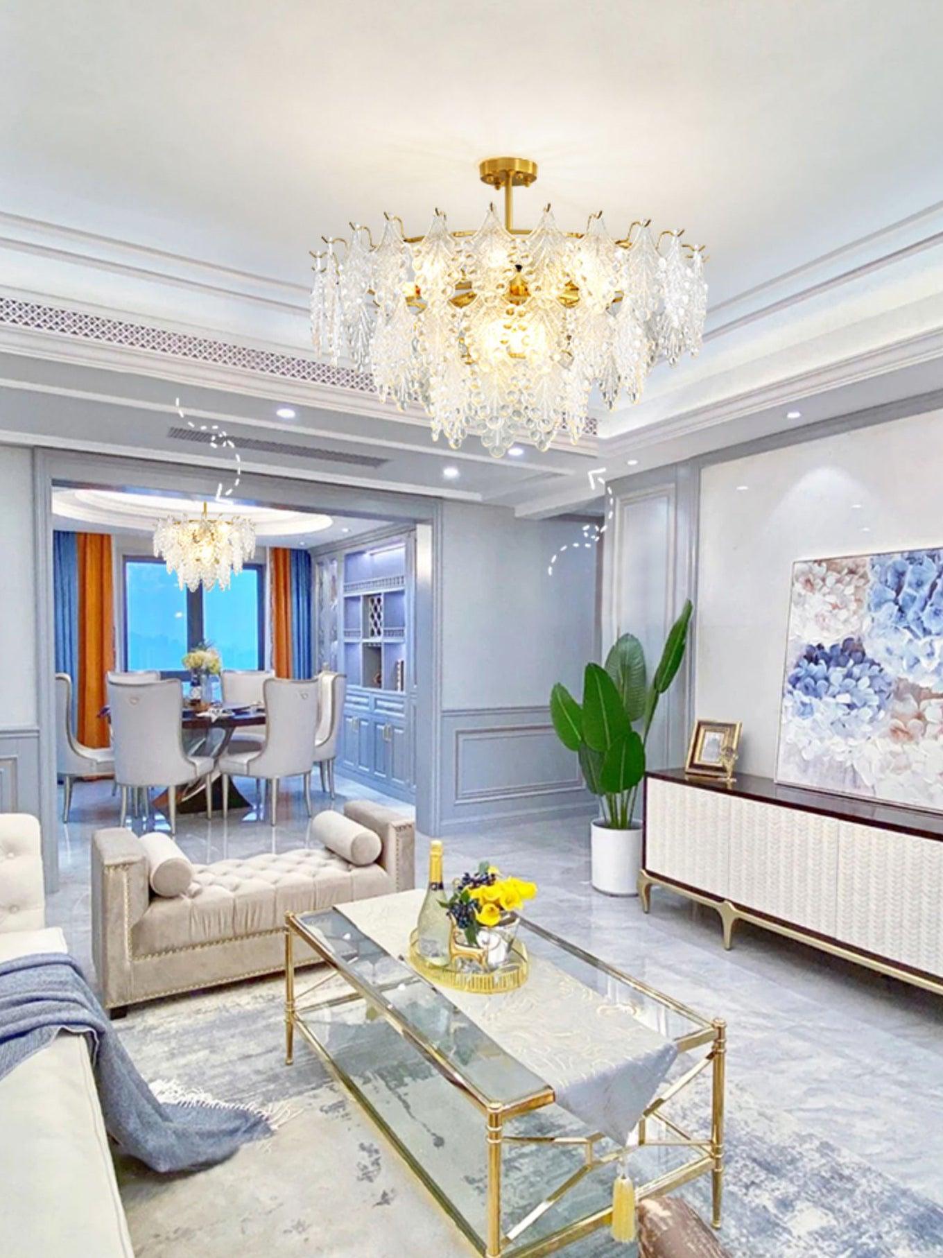 Tiered Carved Glass Chandelier - YIOSI