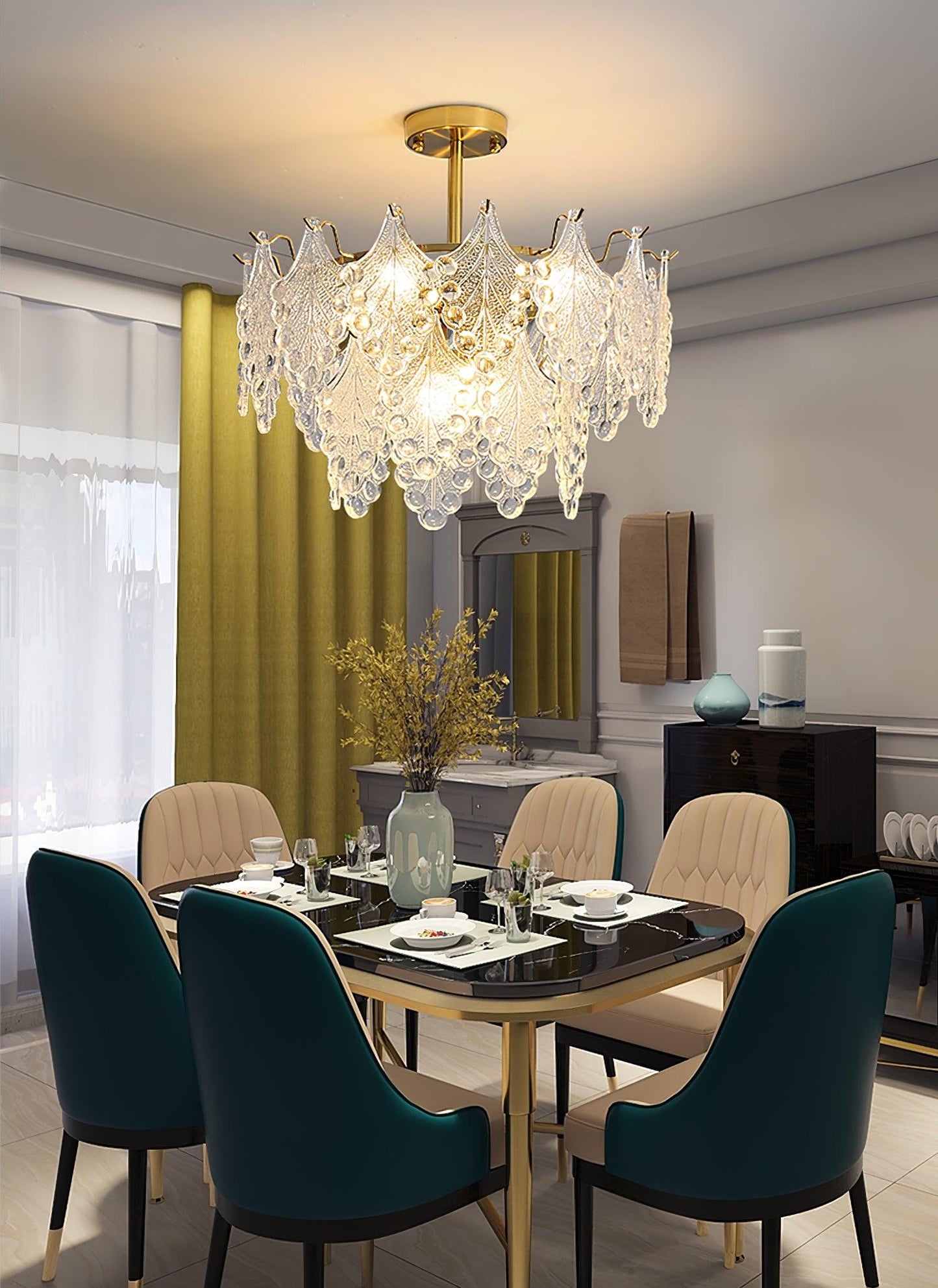 Tiered Carved Glass Chandelier - YIOSI