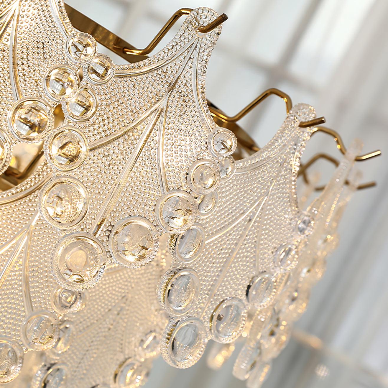 Tiered Carved Glass Chandelier - YIOSI