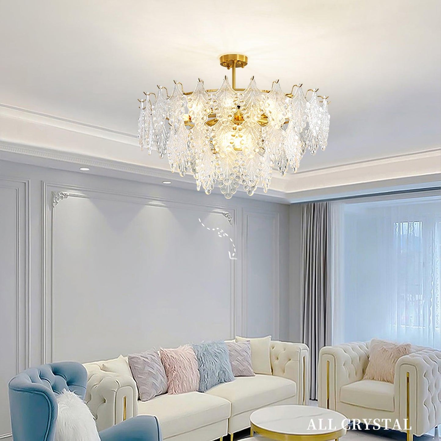 Tiered Carved Glass Chandelier - YIOSI