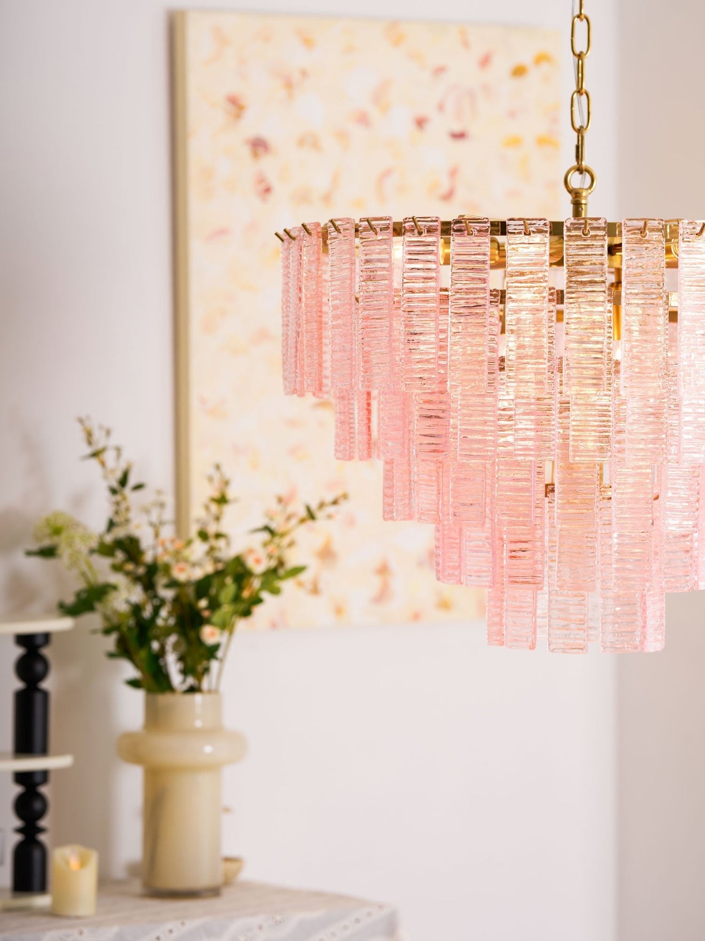 Opalora Pink Murano Chandelier - YIOSI