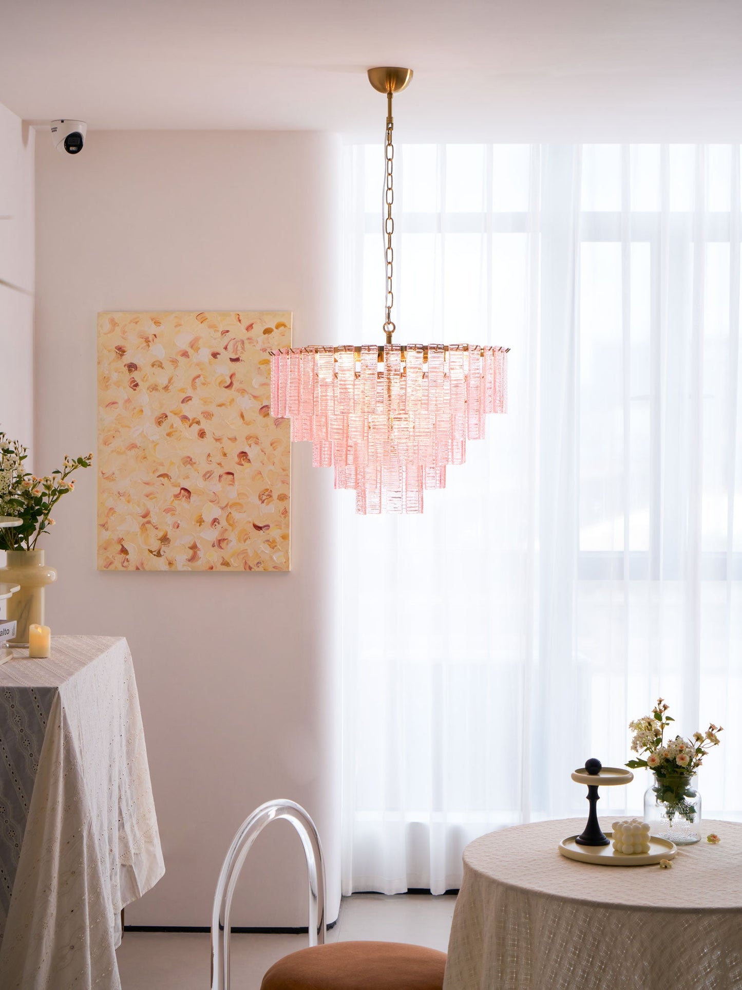 Opalora Pink Murano Chandelier - YIOSI