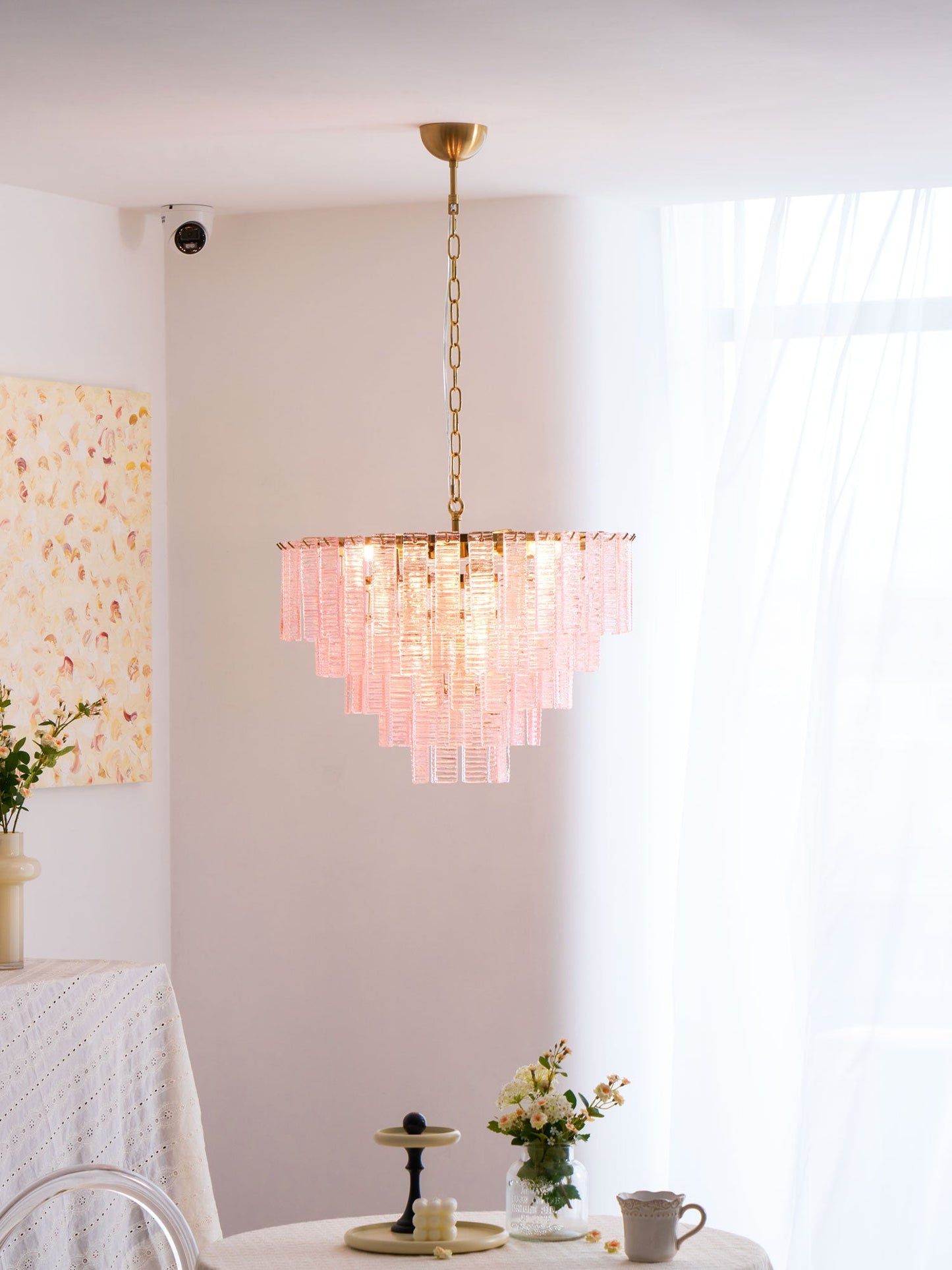Opalora Pink Murano Chandelier - YIOSI