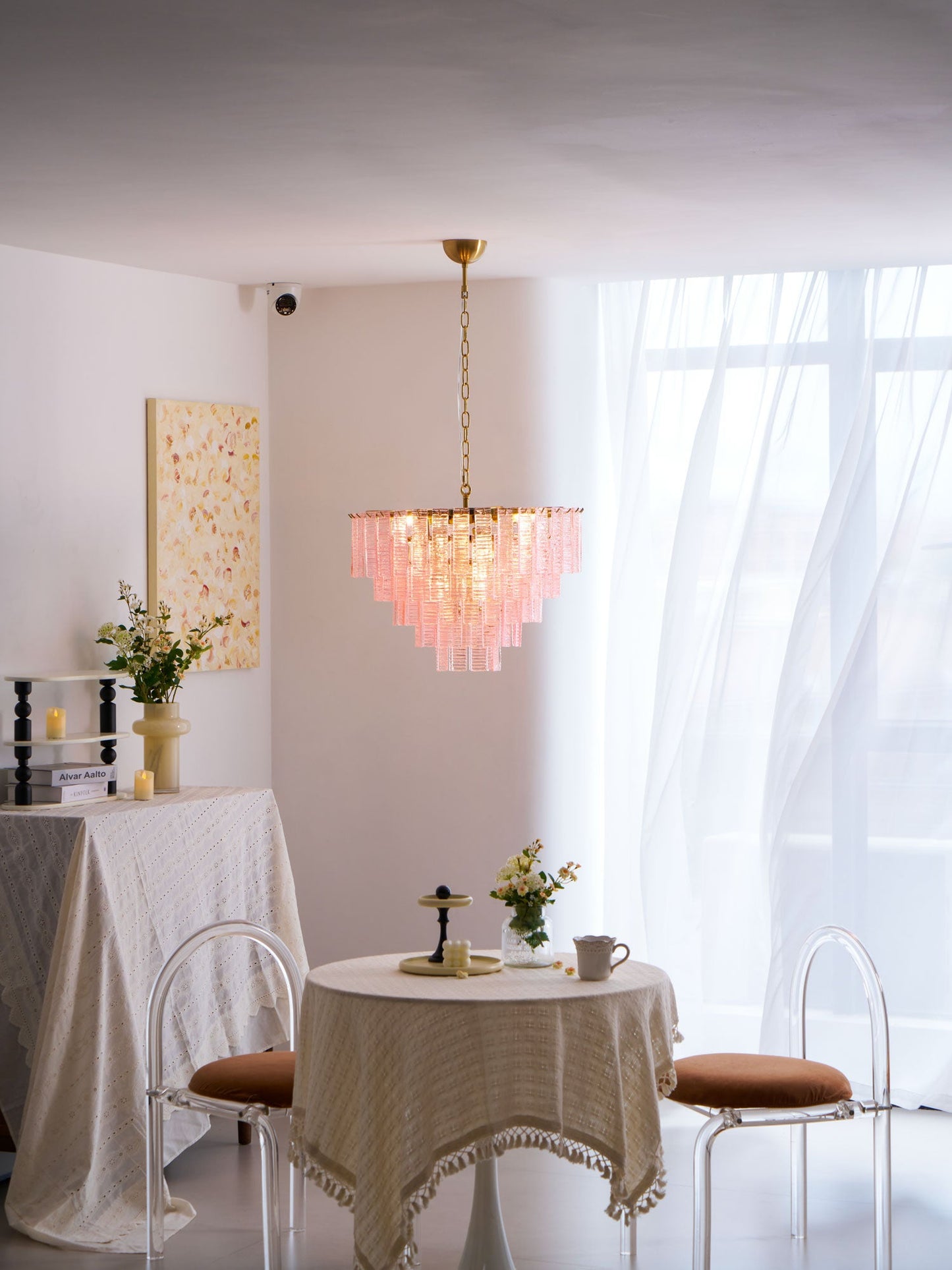 Opalora Pink Murano Chandelier - YIOSI