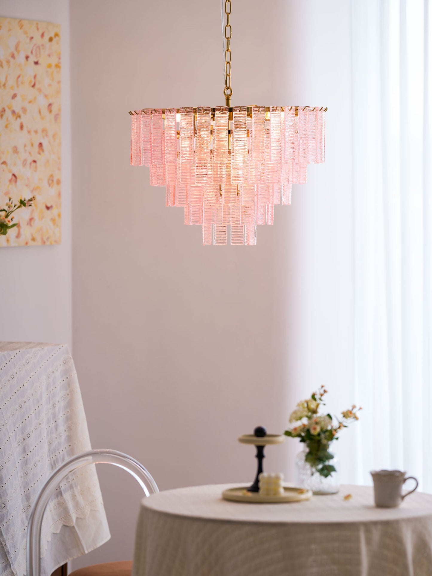Opalora Pink Murano Chandelier - YIOSI