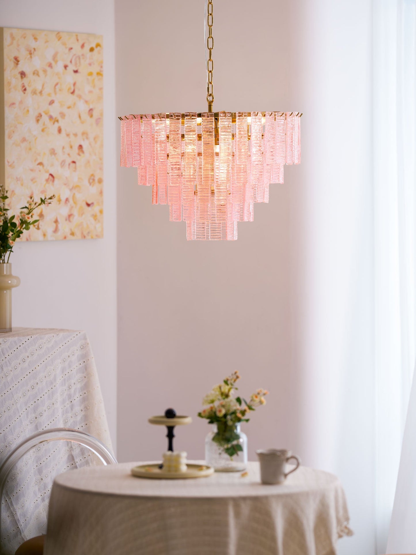 Opalora Pink Murano Chandelier - YIOSI