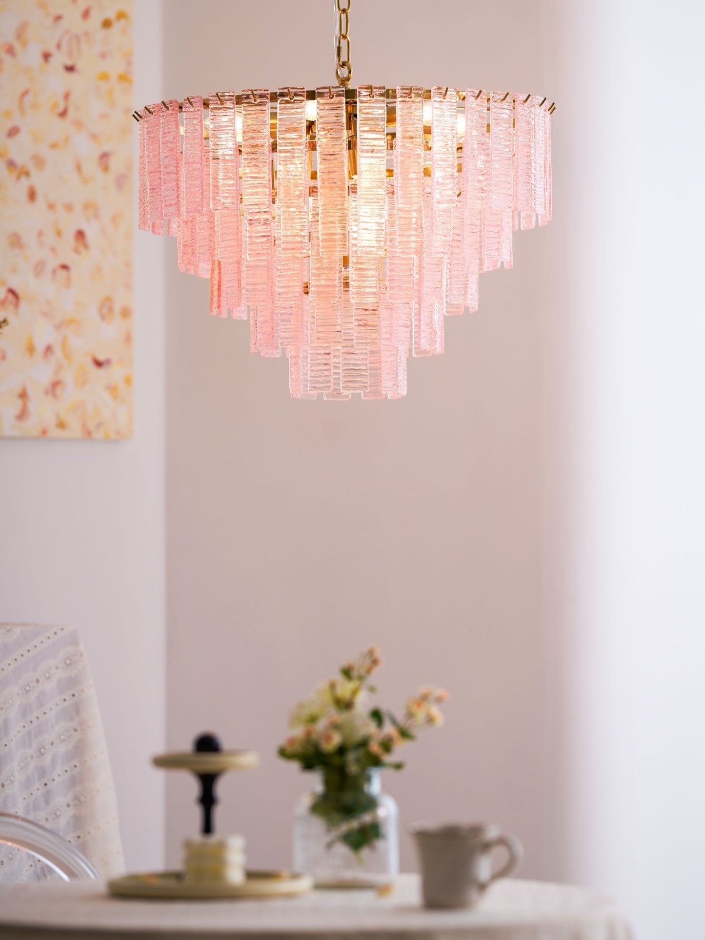 Opalora Pink Murano Chandelier - YIOSI
