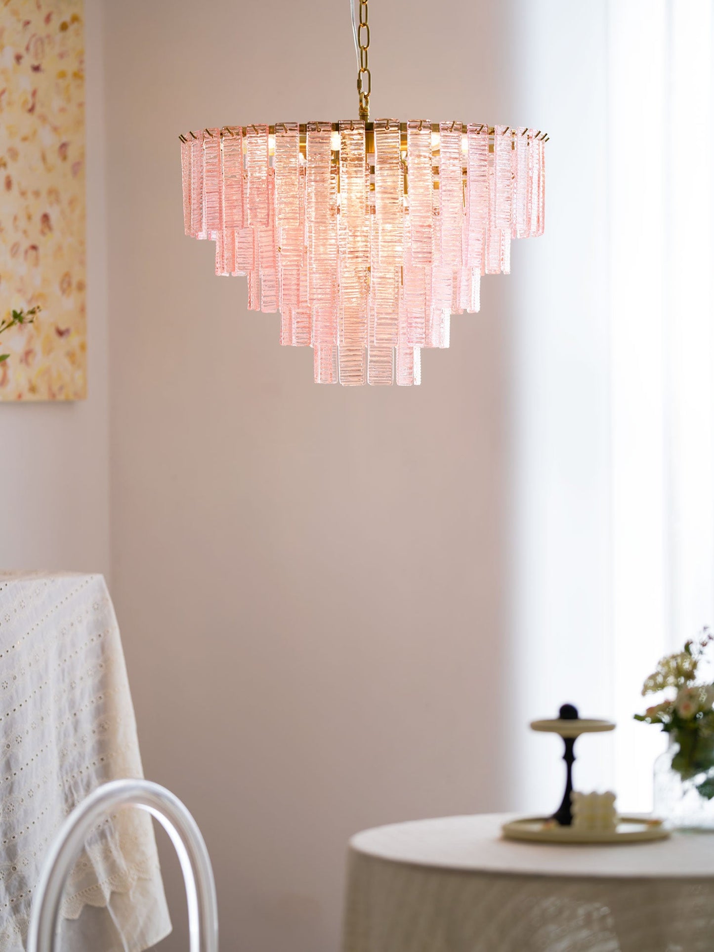 Opalora Pink Murano Chandelier - YIOSI