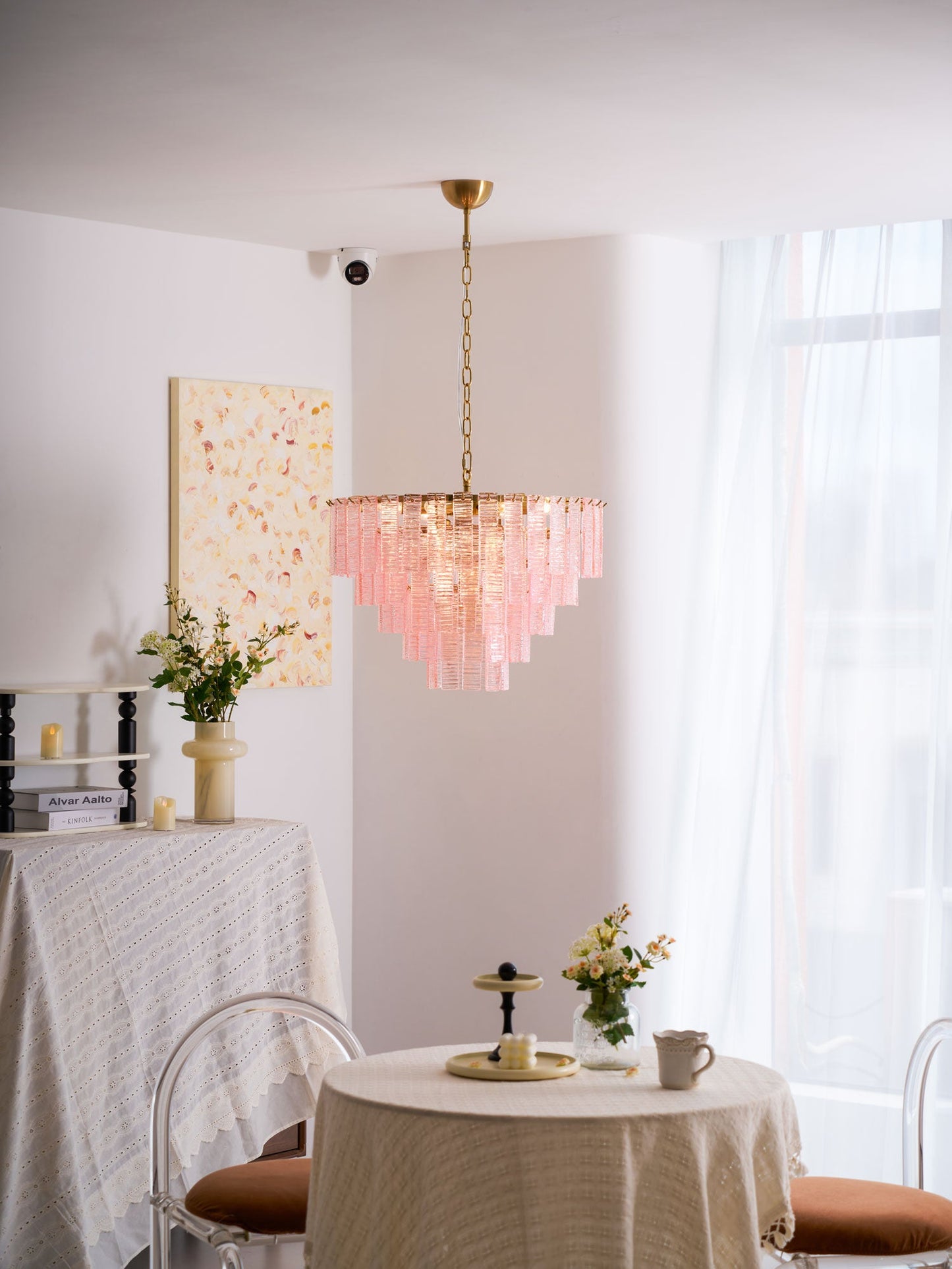 Opalora Pink Murano Chandelier - YIOSI