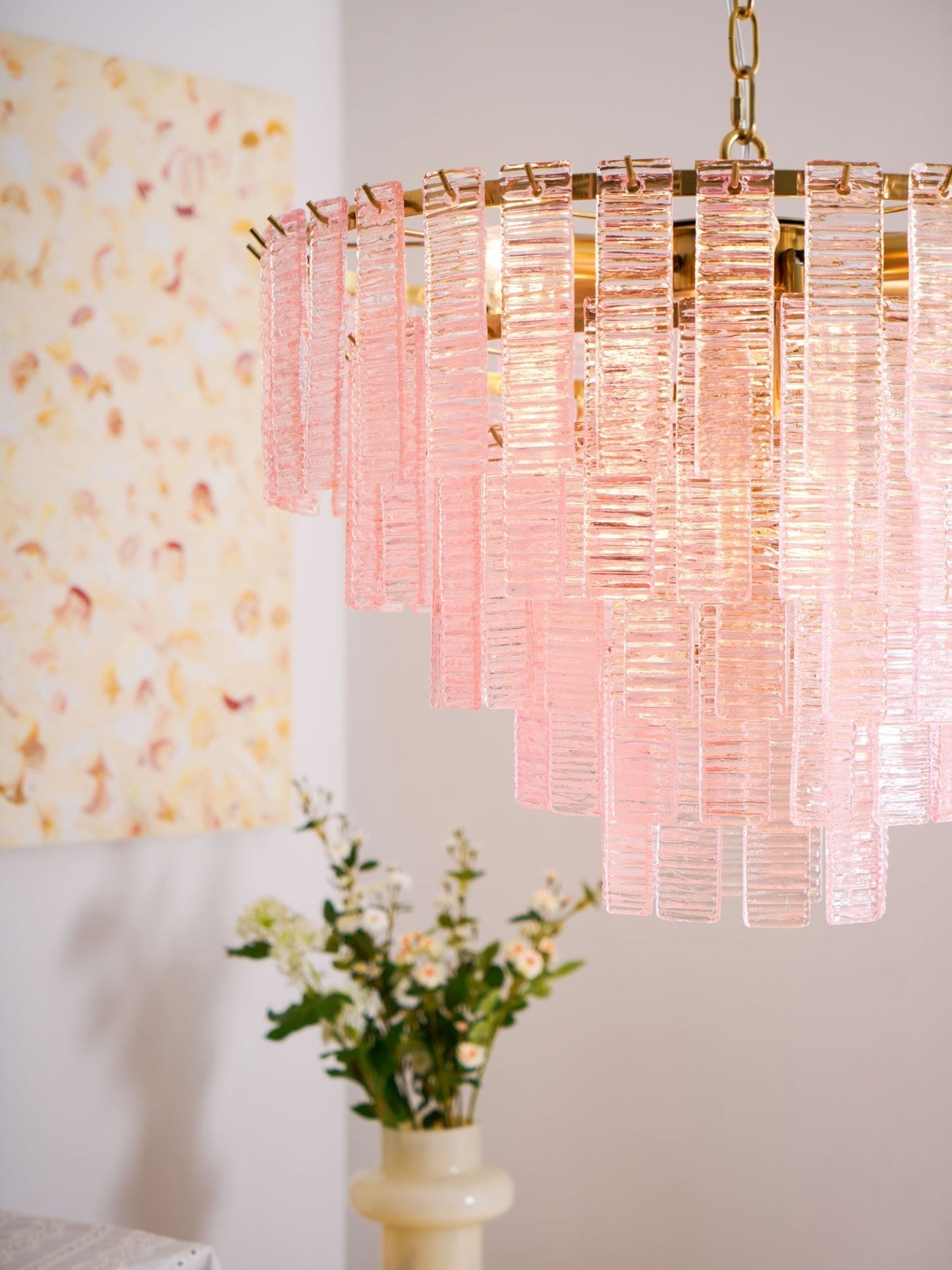 Opalora Pink Murano Chandelier - YIOSI
