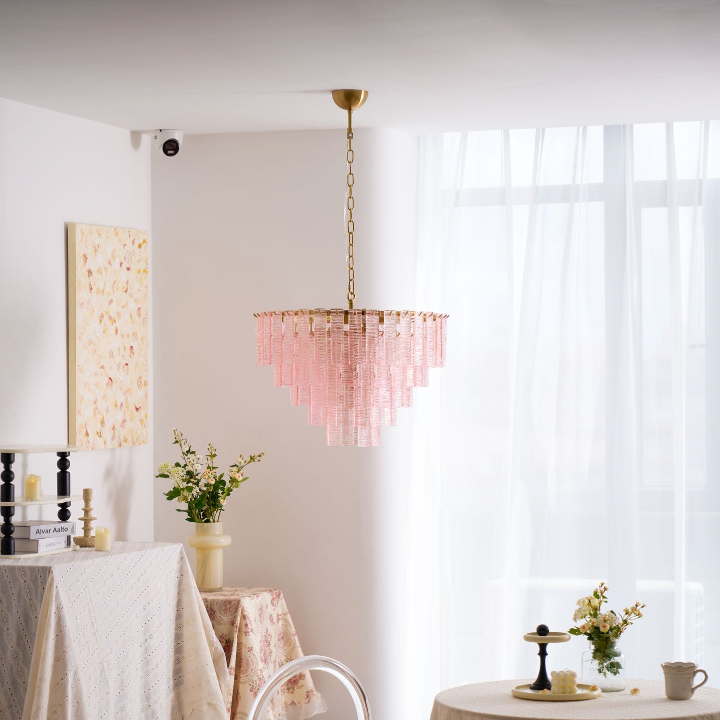 Opalora Pink Murano Chandelier - YIOSI
