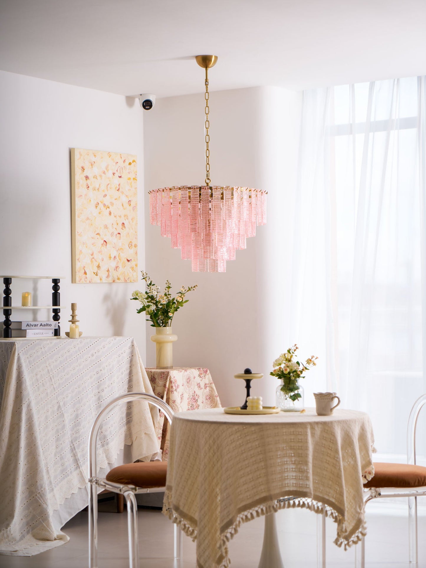 Opalora Pink Murano Chandelier - YIOSI