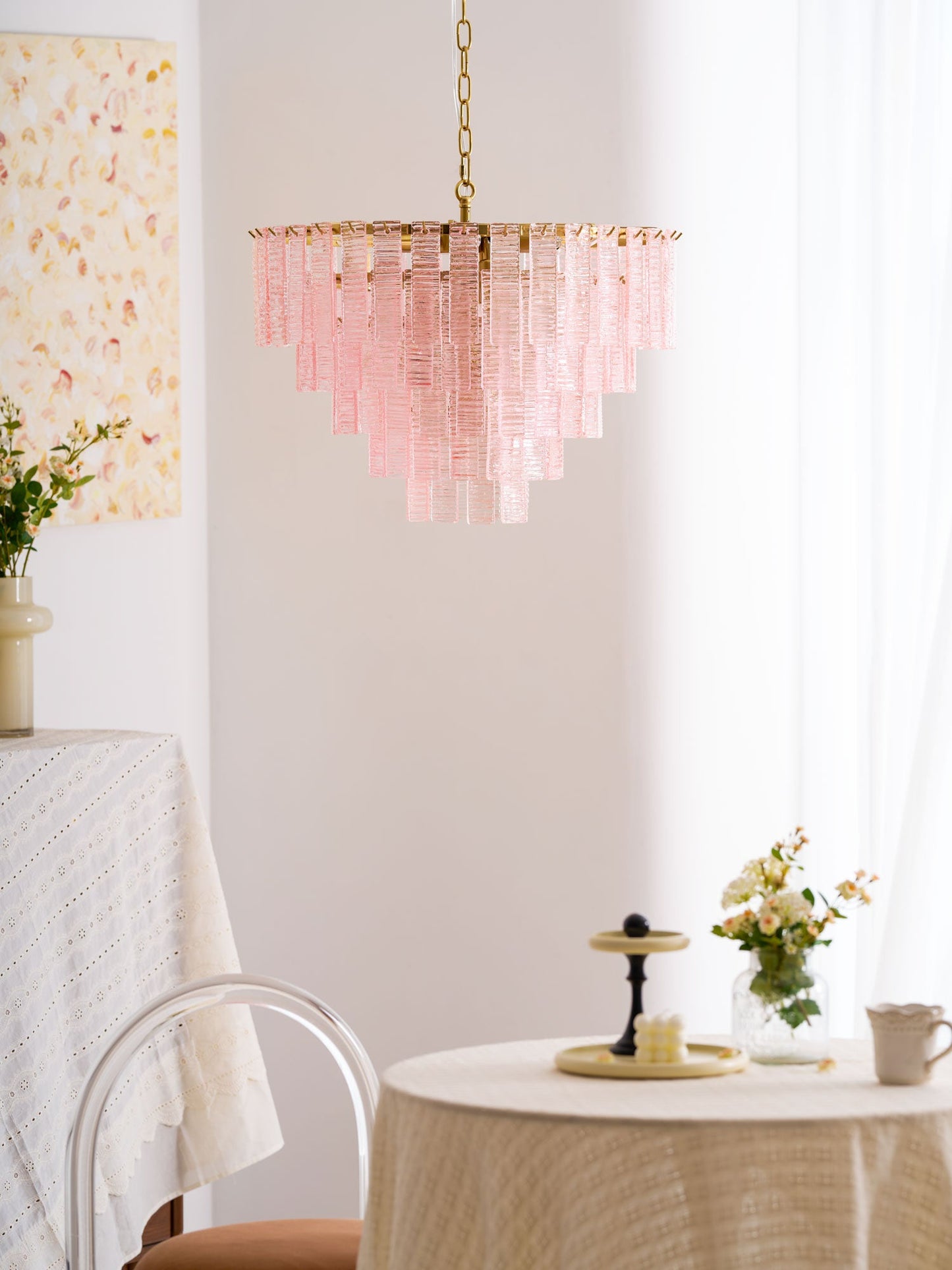 Opalora Pink Murano Chandelier - YIOSI