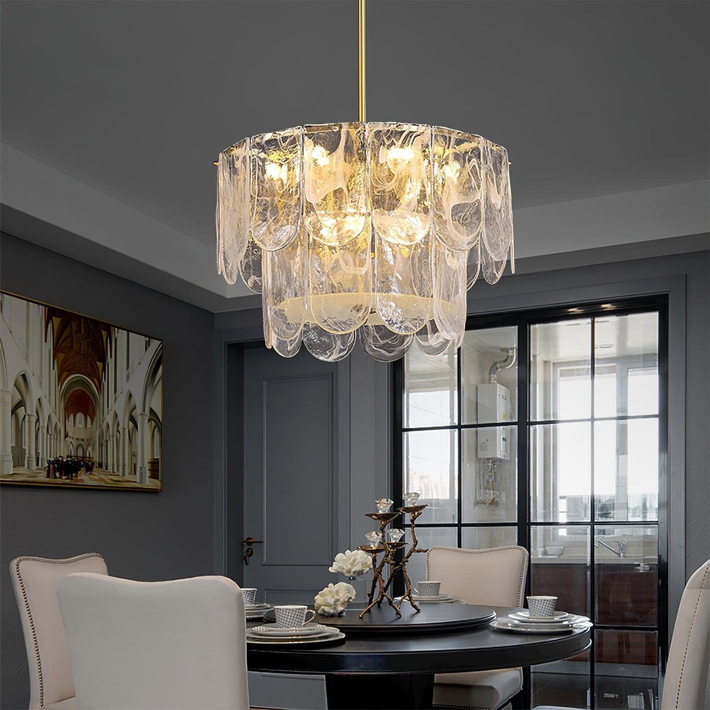 Traditional Classic Metal Glass Chandelier - YIOSI