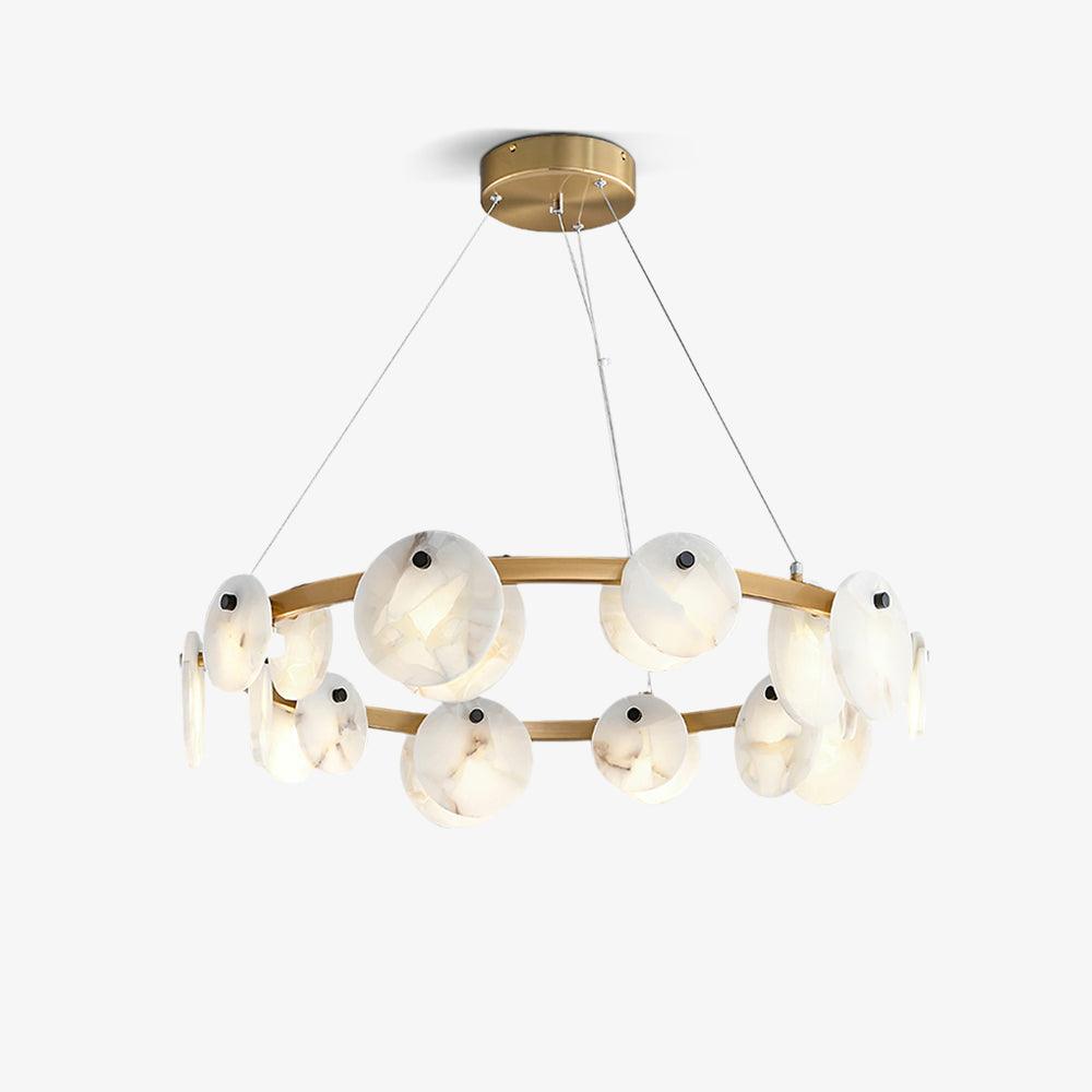 Elegant Trinidad Alabaster 8-12 Head Brass & White Chandelier