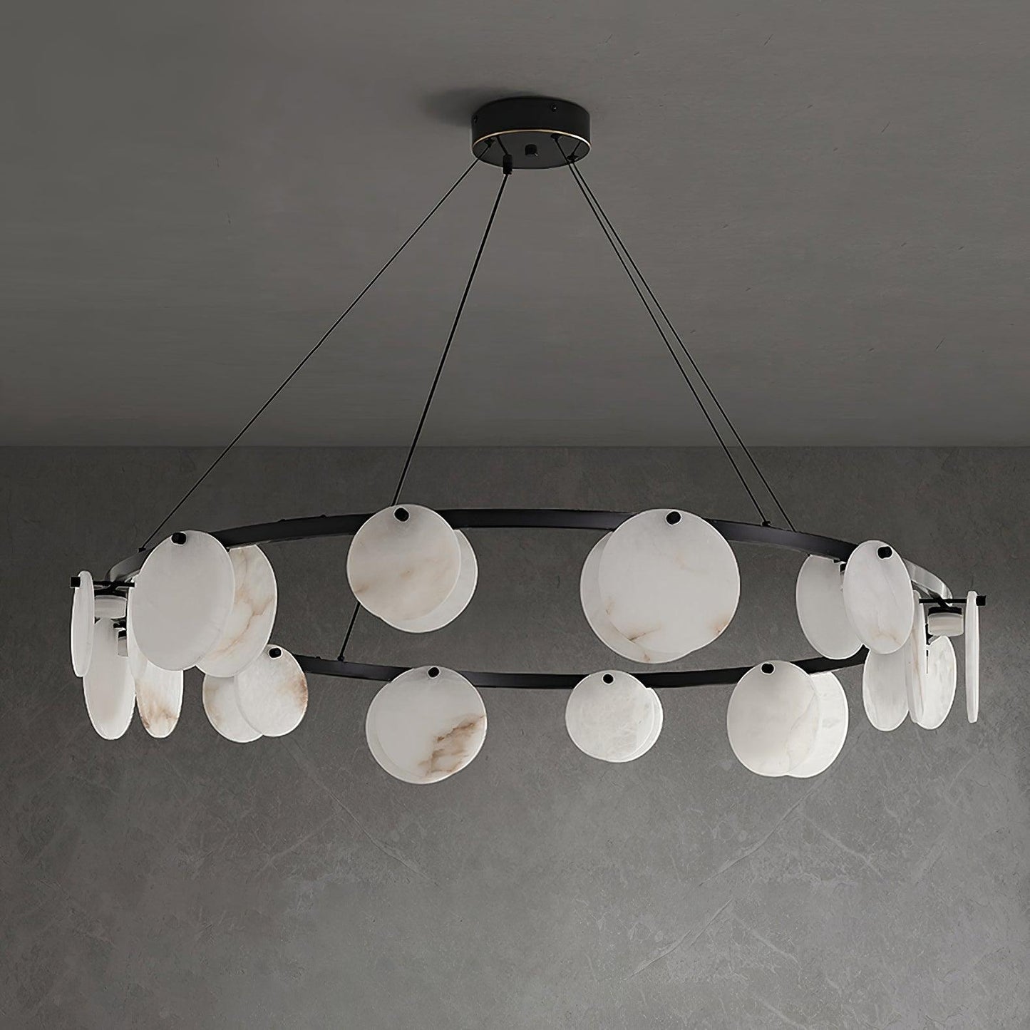 Elegant Trinidad Alabaster 8-12 Head Brass & White Chandelier
