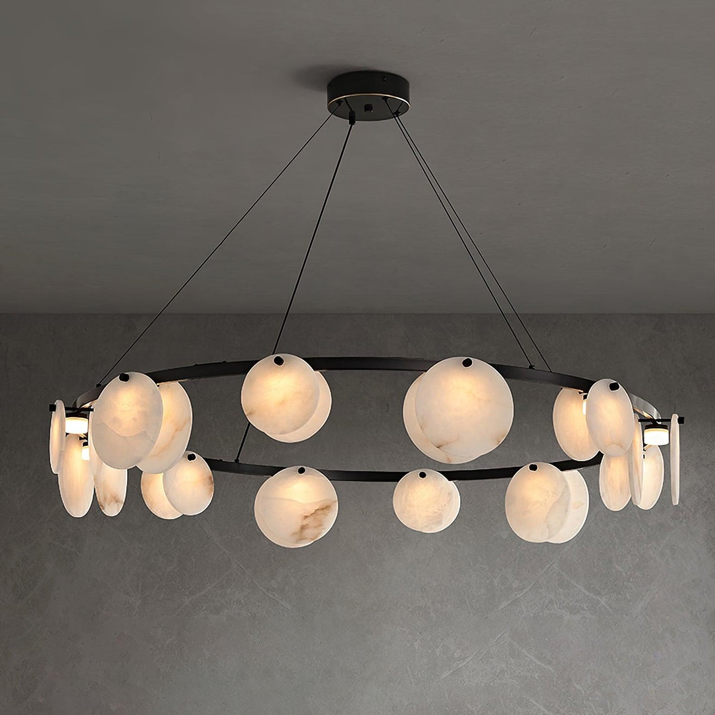 Elegant Trinidad Alabaster 8-12 Head Brass & White Chandelier