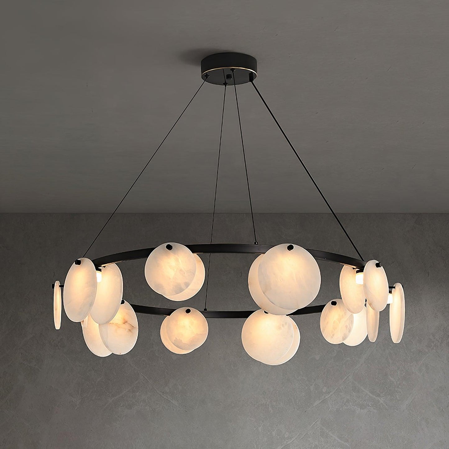 Elegant Trinidad Alabaster 8-12 Head Brass & White Chandelier