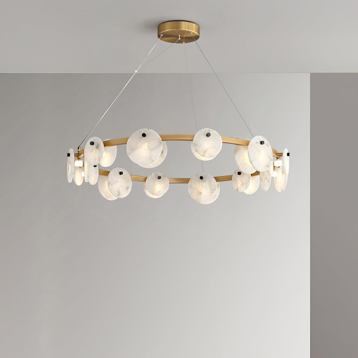 Elegant Trinidad Alabaster 8-12 Head Brass & White Chandelier
