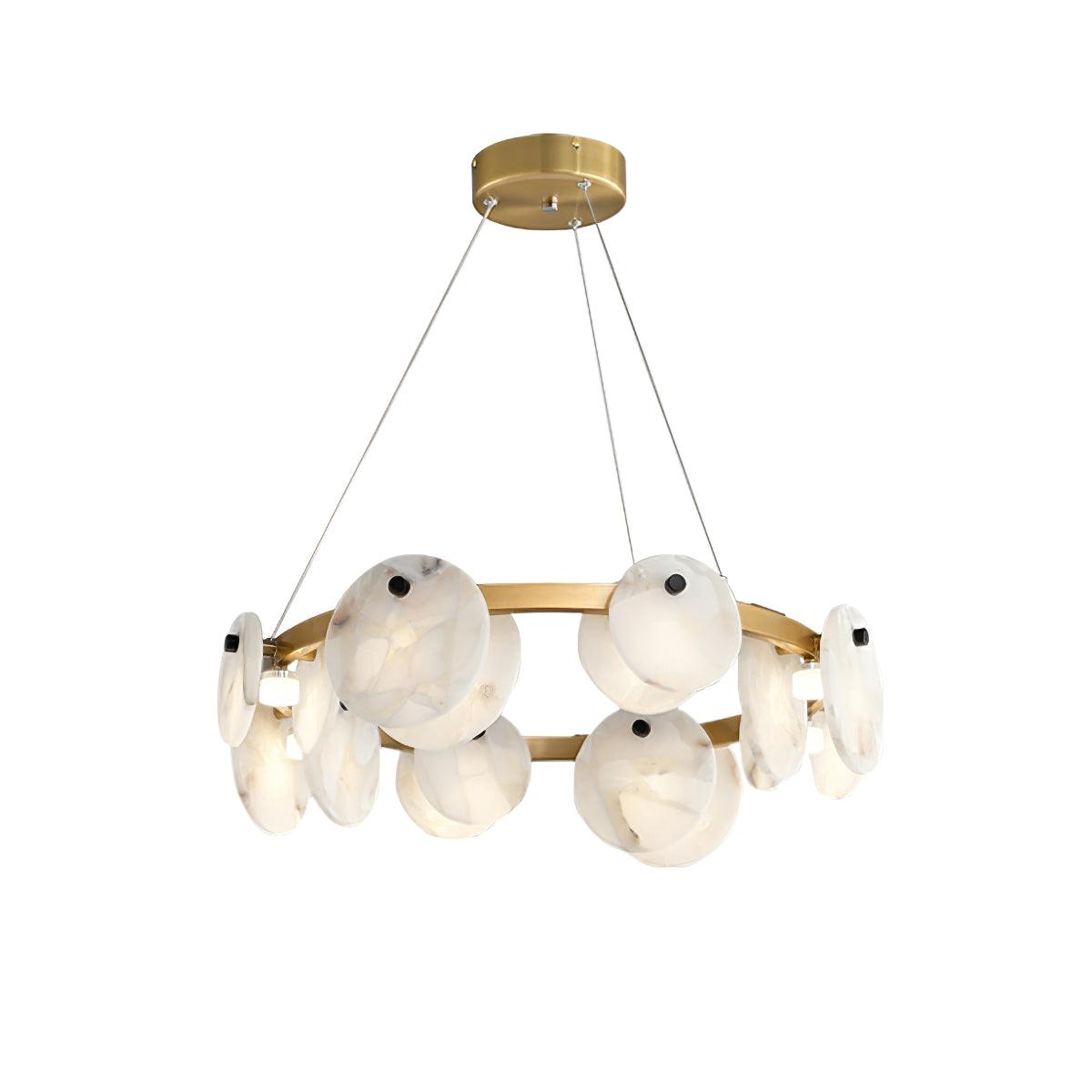 Elegant Trinidad Alabaster 8-12 Head Brass & White Chandelier
