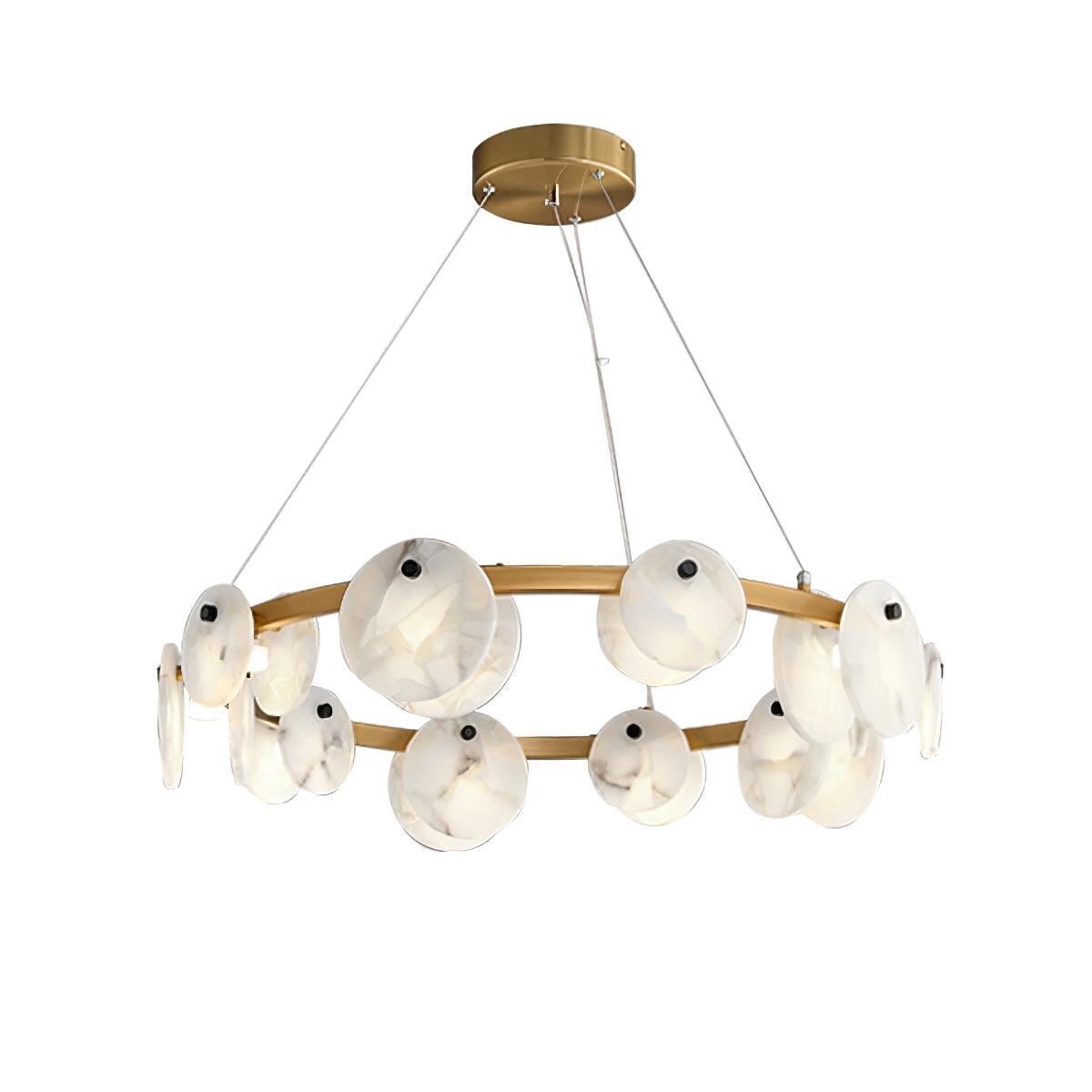 Elegant Trinidad Alabaster 8-12 Head Brass & White Chandelier