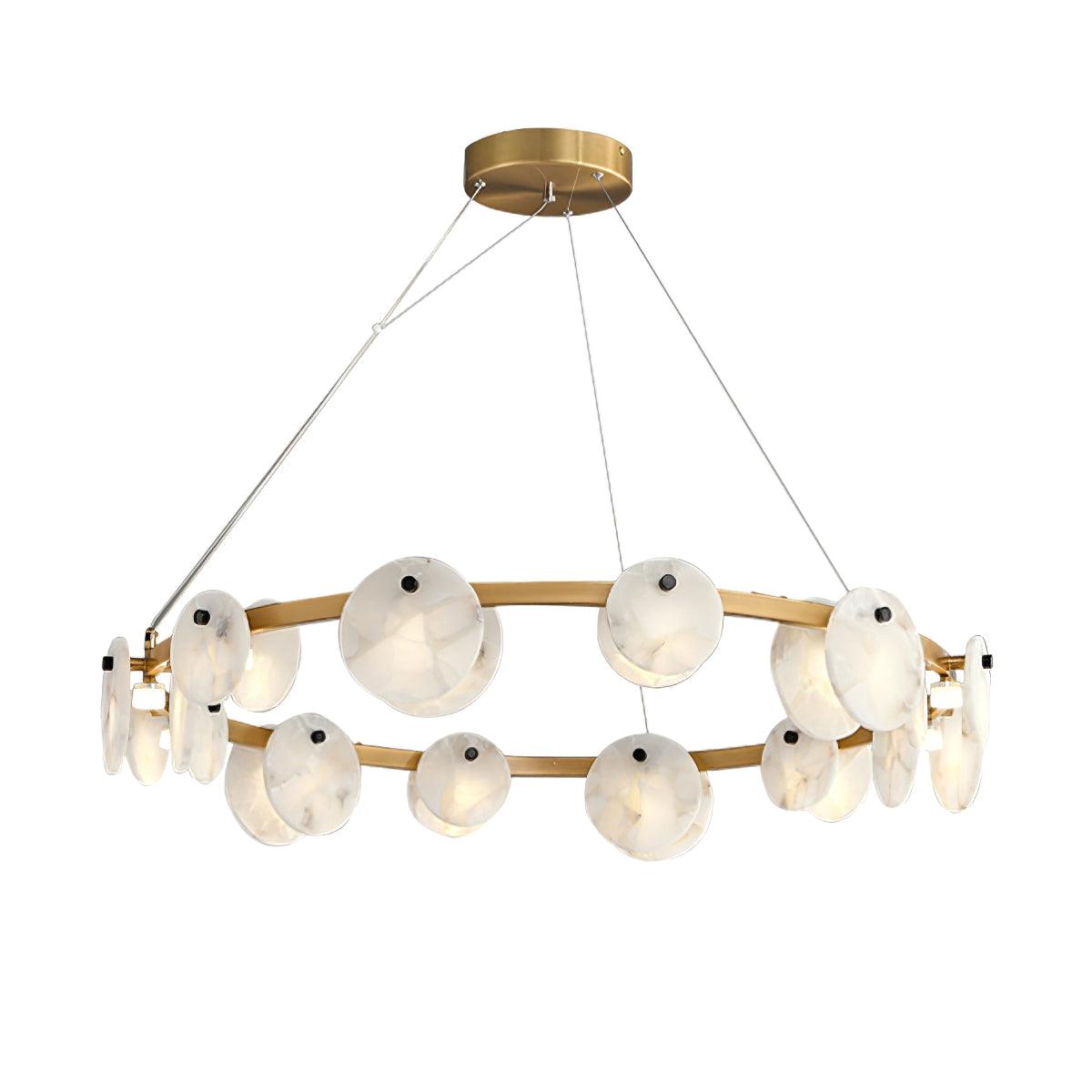 Elegant Trinidad Alabaster 8-12 Head Brass & White Chandelier