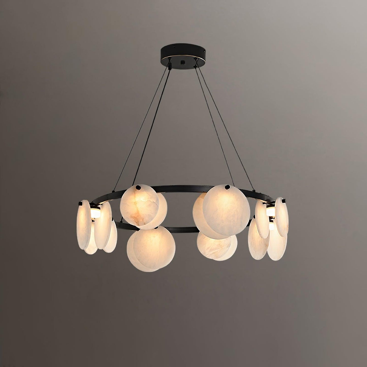 Elegant Trinidad Alabaster 8-12 Head Brass & White Chandelier